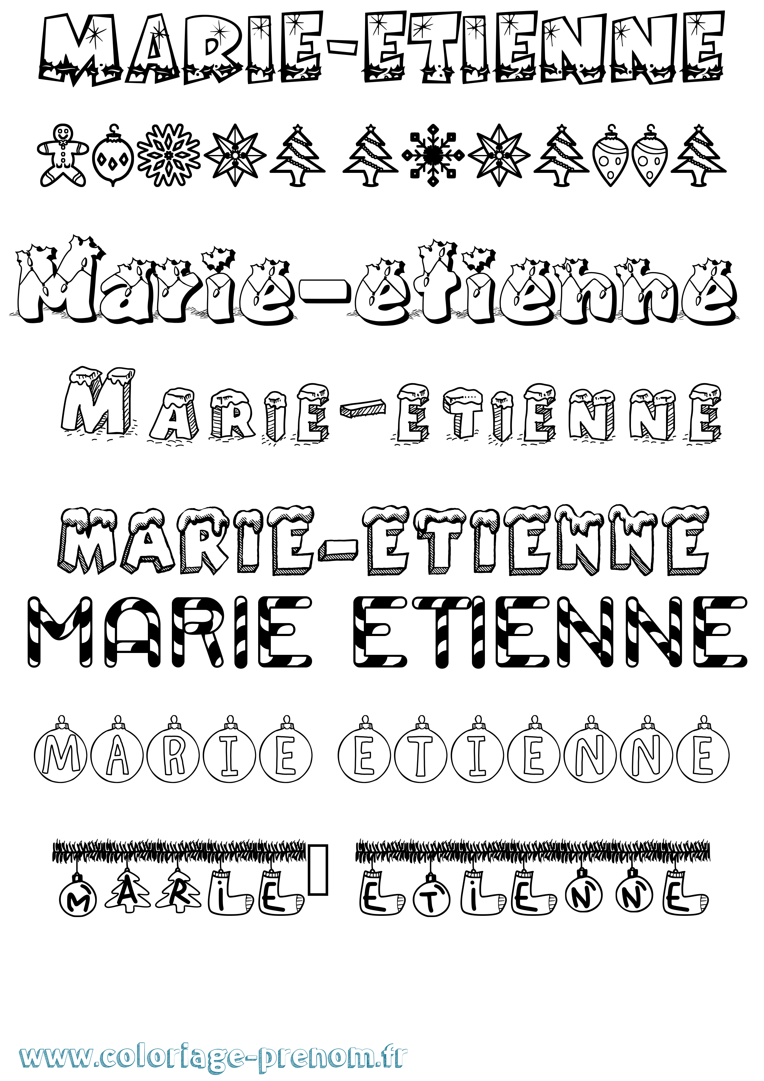 Coloriage Marie-Etienne Noël Coloriage prénom Marie-Etienne Noël