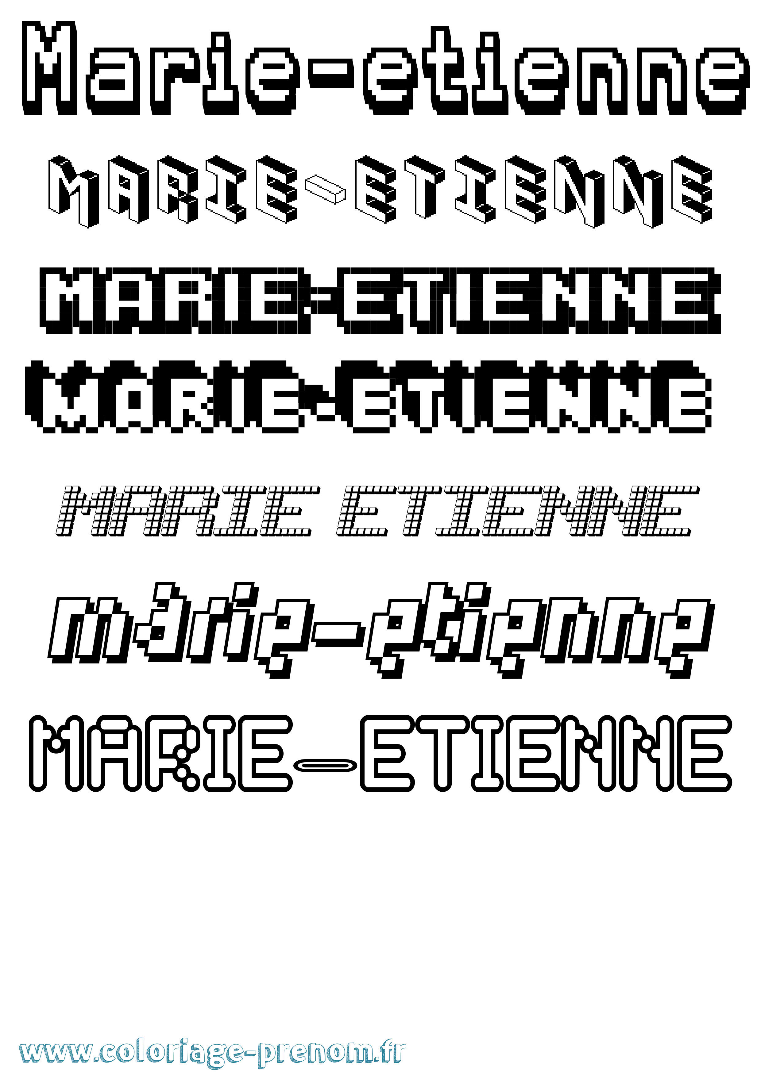 Coloriage Marie-Etienne Pixel Coloriage prénom Marie-Etienne Pixel