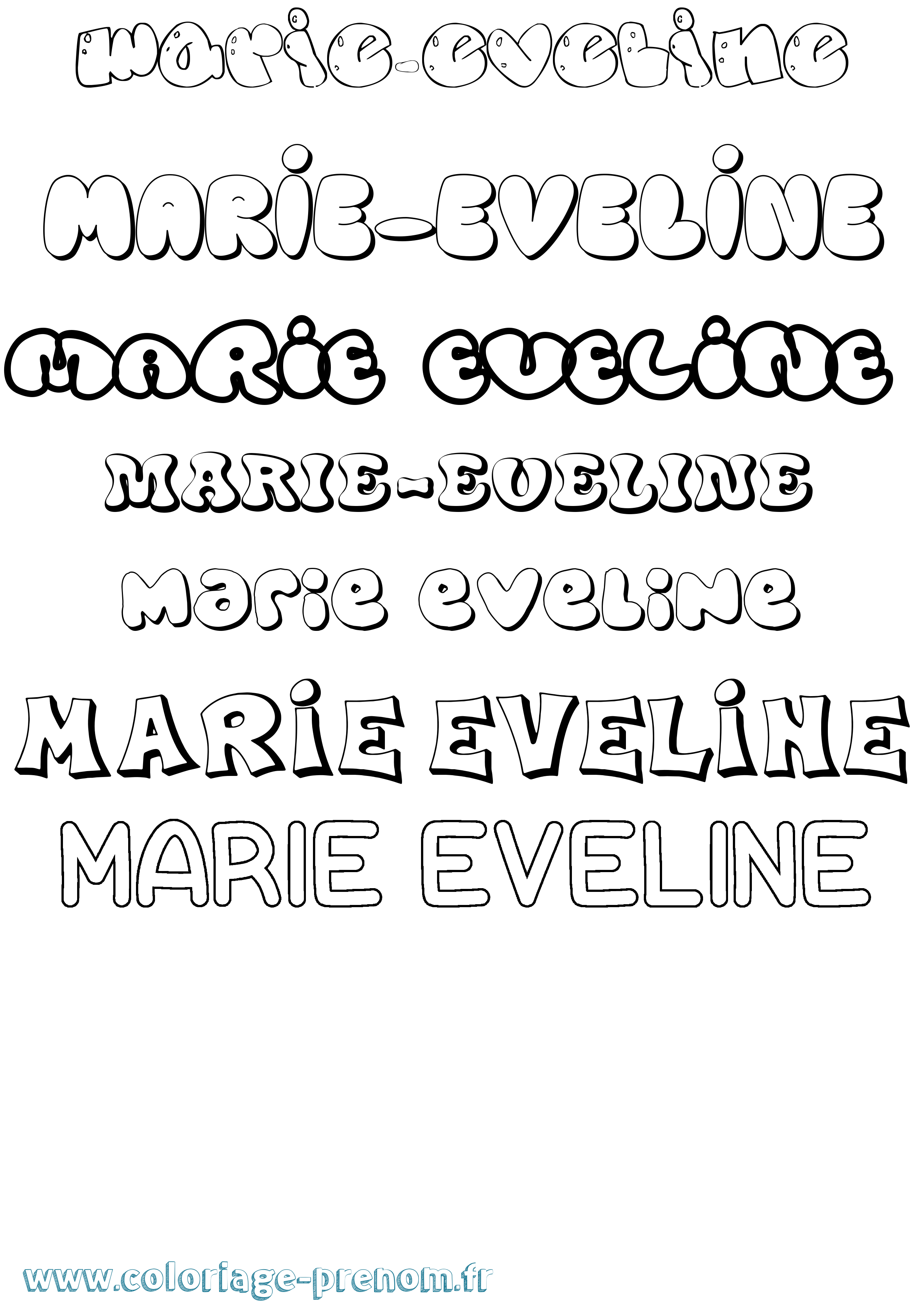 Coloriage Marie-Eveline Bubble Coloriage prénom Marie-Eveline Bubble