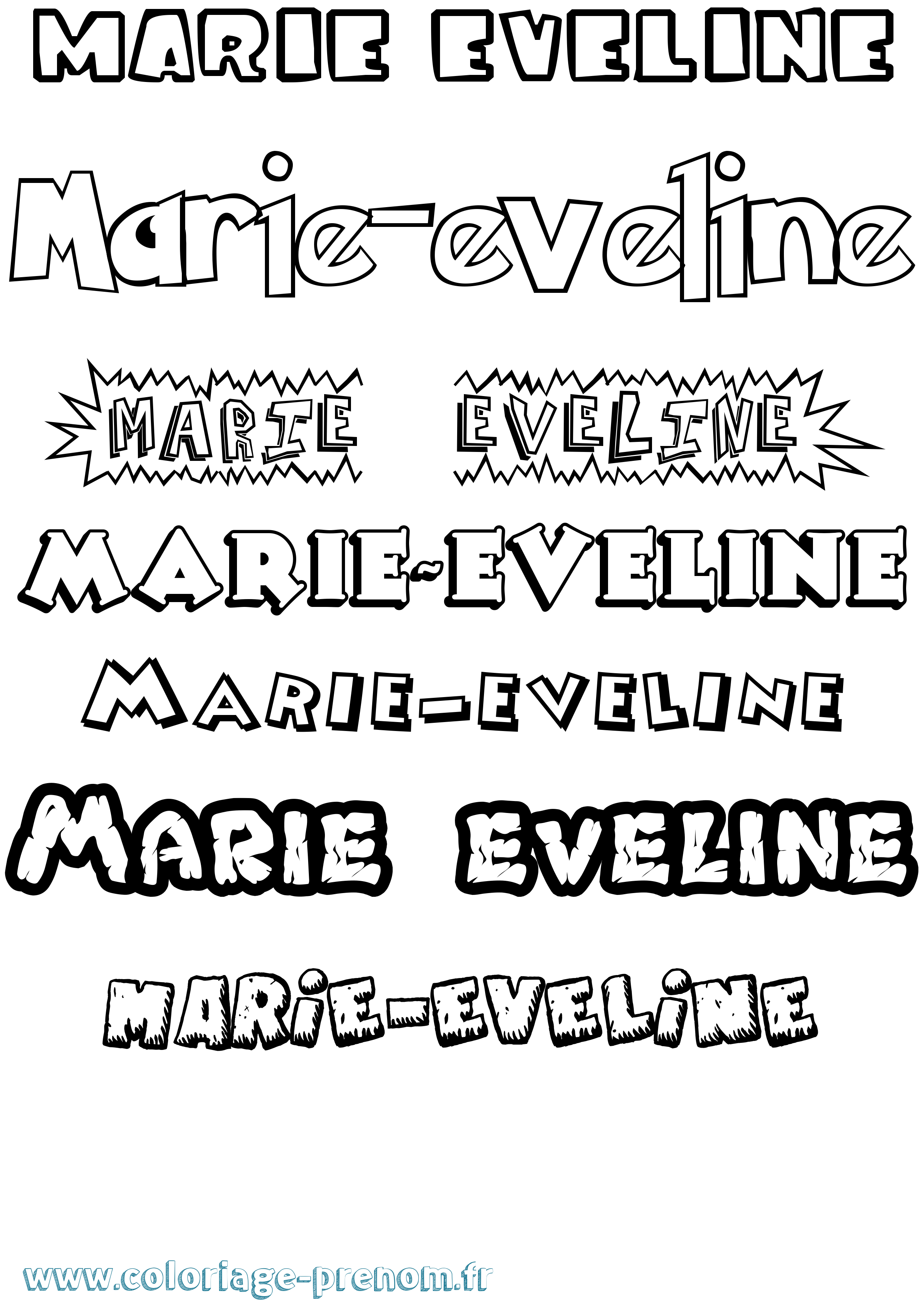 Coloriage Marie-Eveline Dessin Animé Coloriage prénom Marie-Eveline Dessin Animé