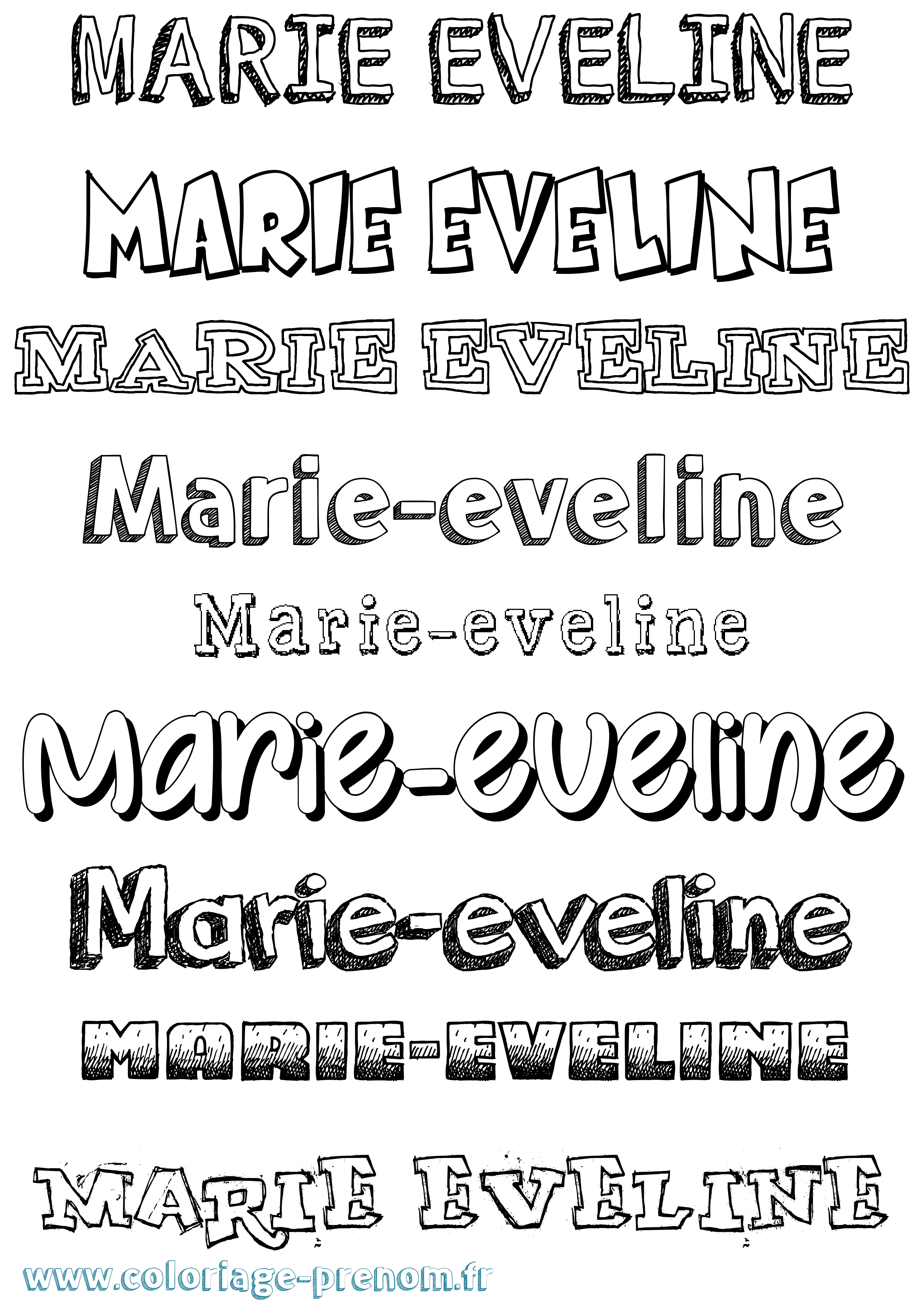 Coloriage Marie-Eveline Dessiné Coloriage prénom Marie-Eveline Dessiné