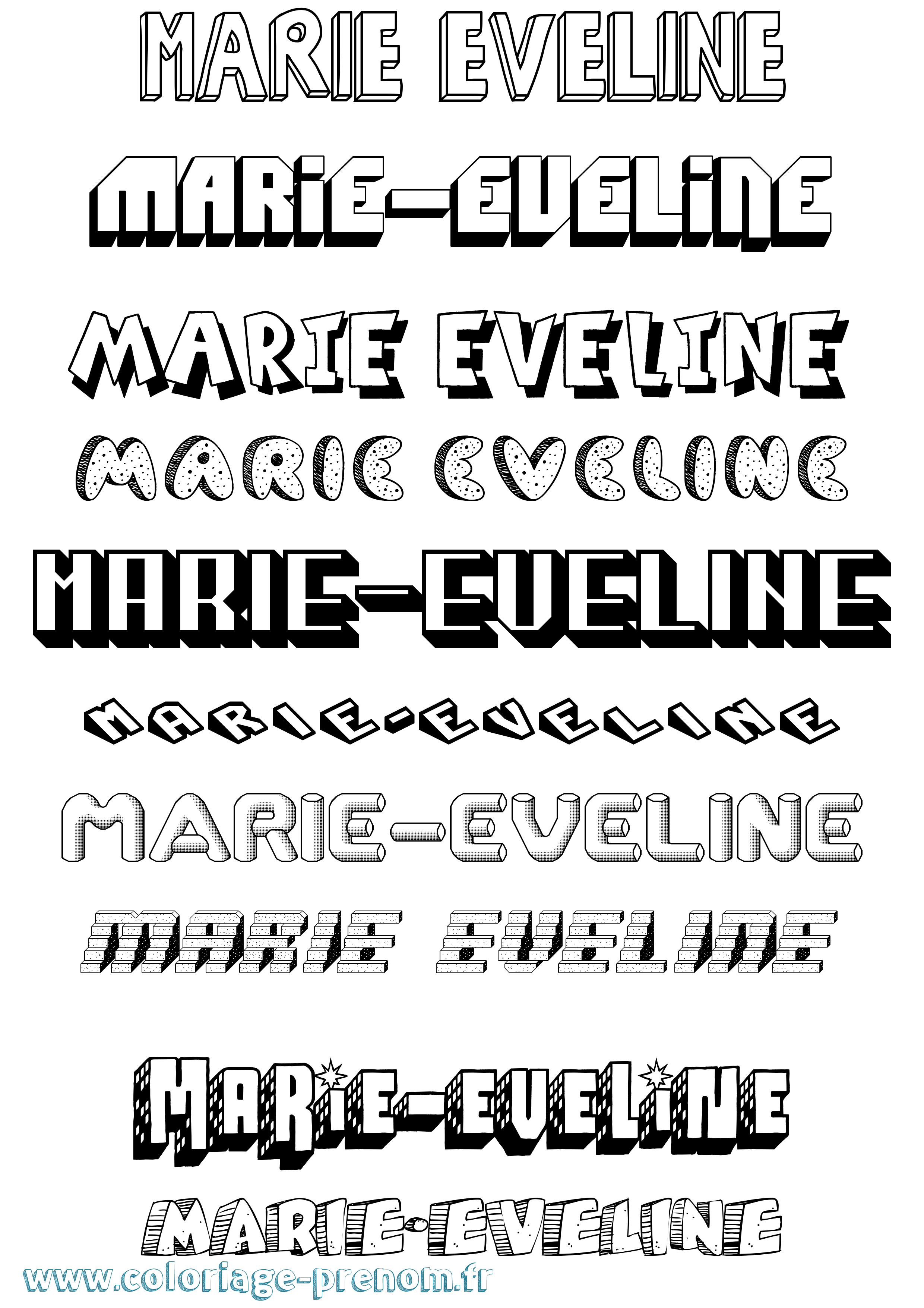 Coloriage Marie-Eveline Effet 3D Coloriage prénom Marie-Eveline Effet 3D