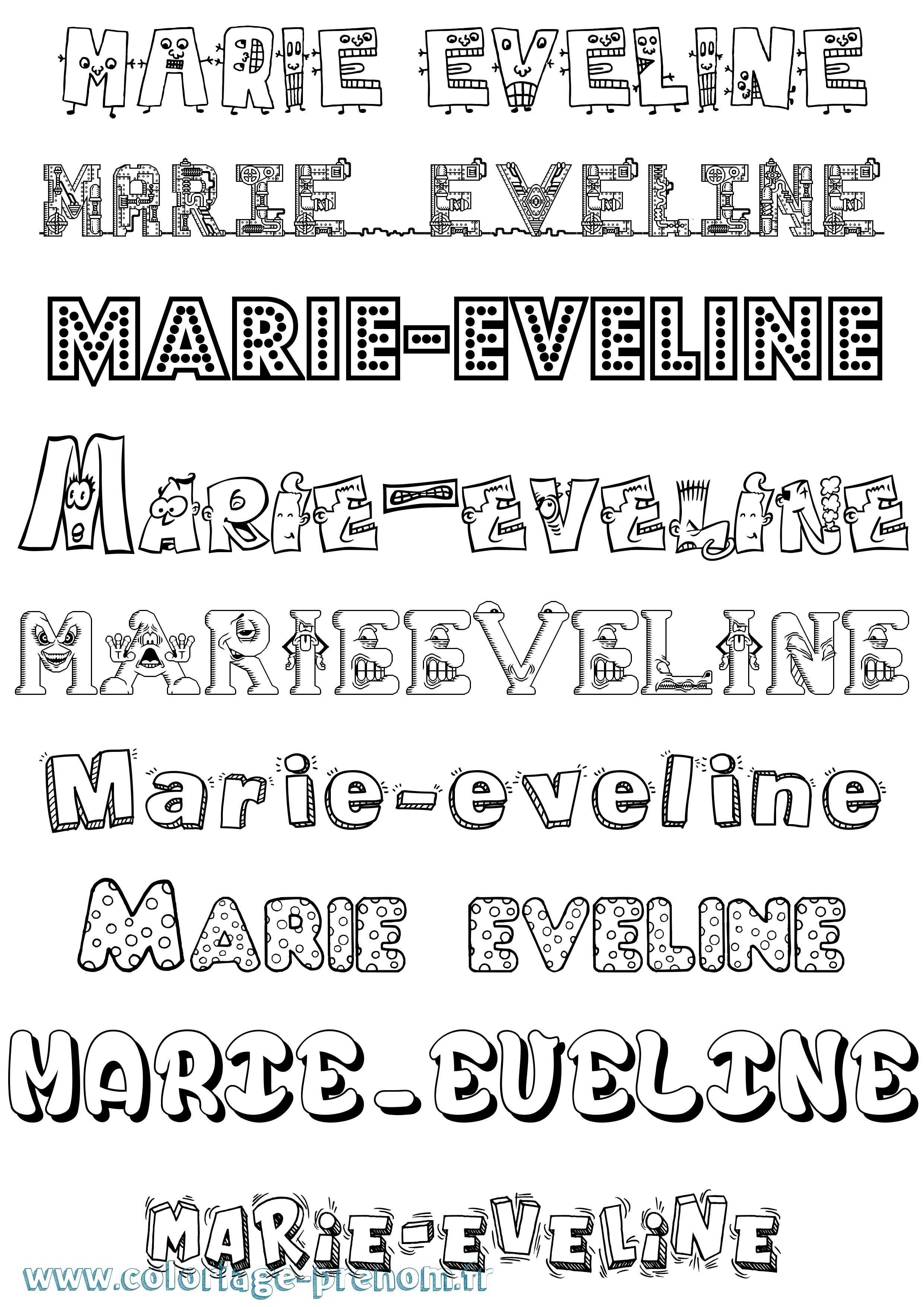 Coloriage Marie-Eveline Fun Coloriage prénom Marie-Eveline Fun