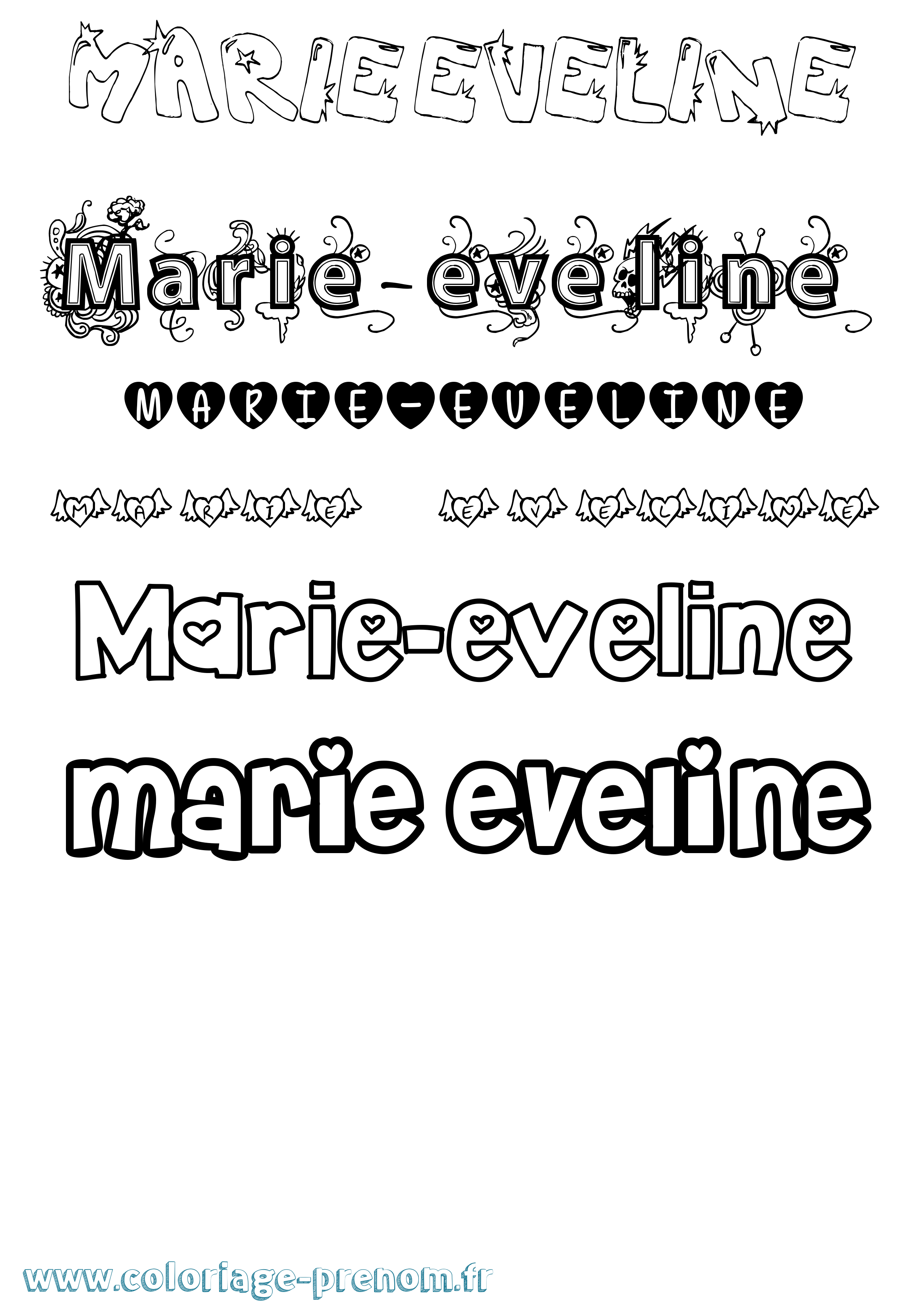 Coloriage Marie-Eveline Girly Coloriage prénom Marie-Eveline Girly