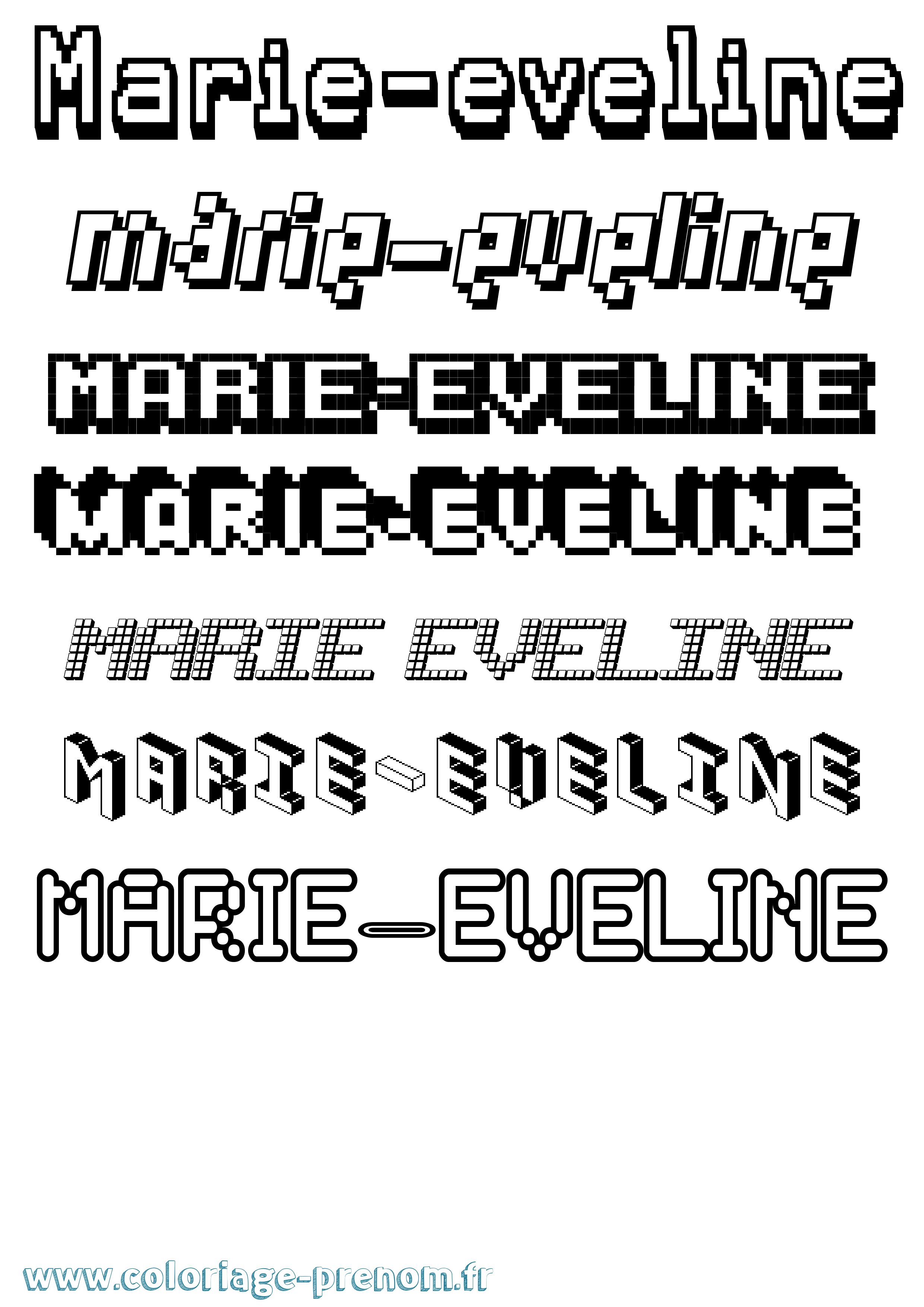 Coloriage Marie-Eveline Pixel Coloriage prénom Marie-Eveline Pixel