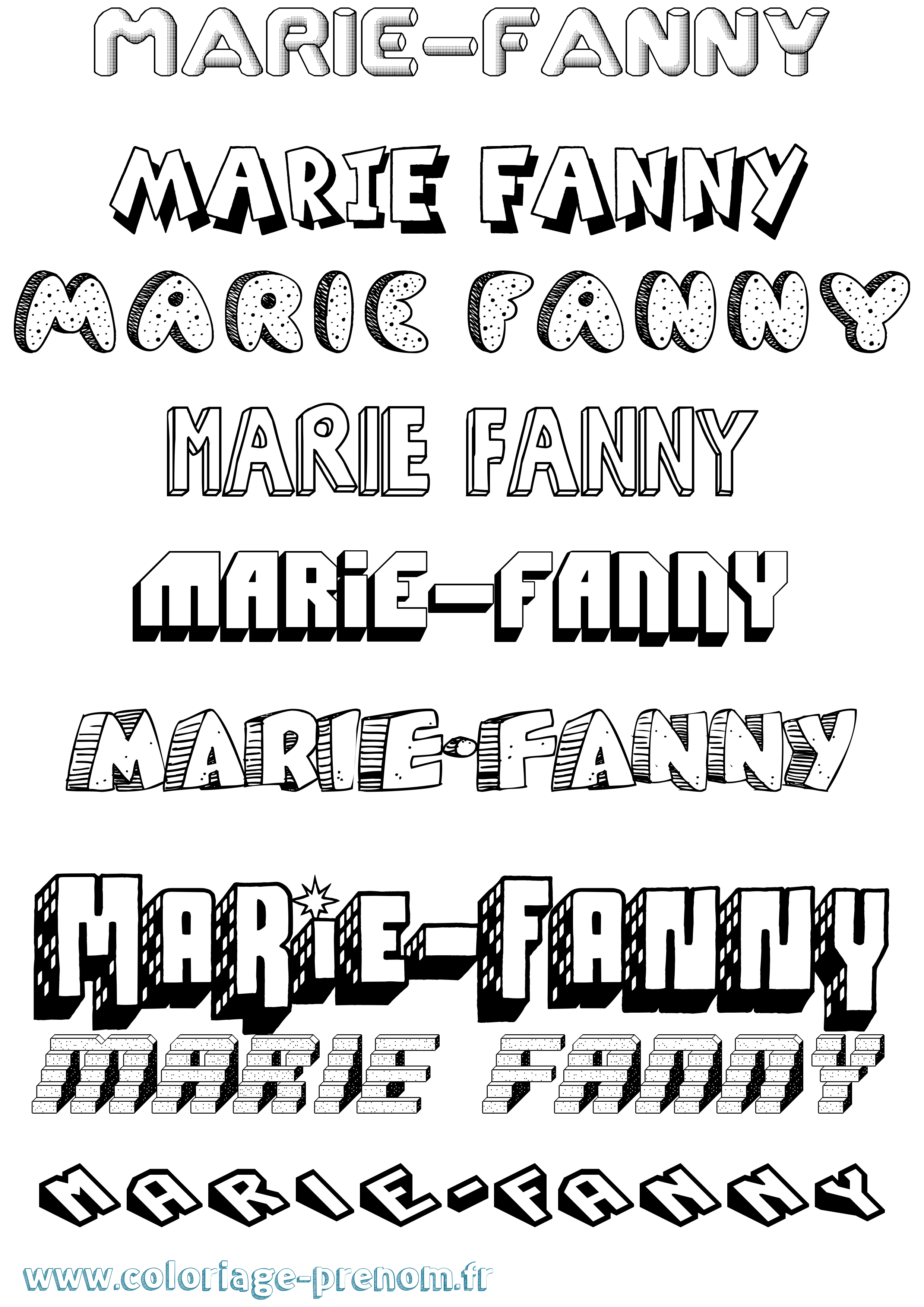 Coloriage Marie-Fanny Effet 3D Coloriage prénom Marie-Fanny Effet 3D