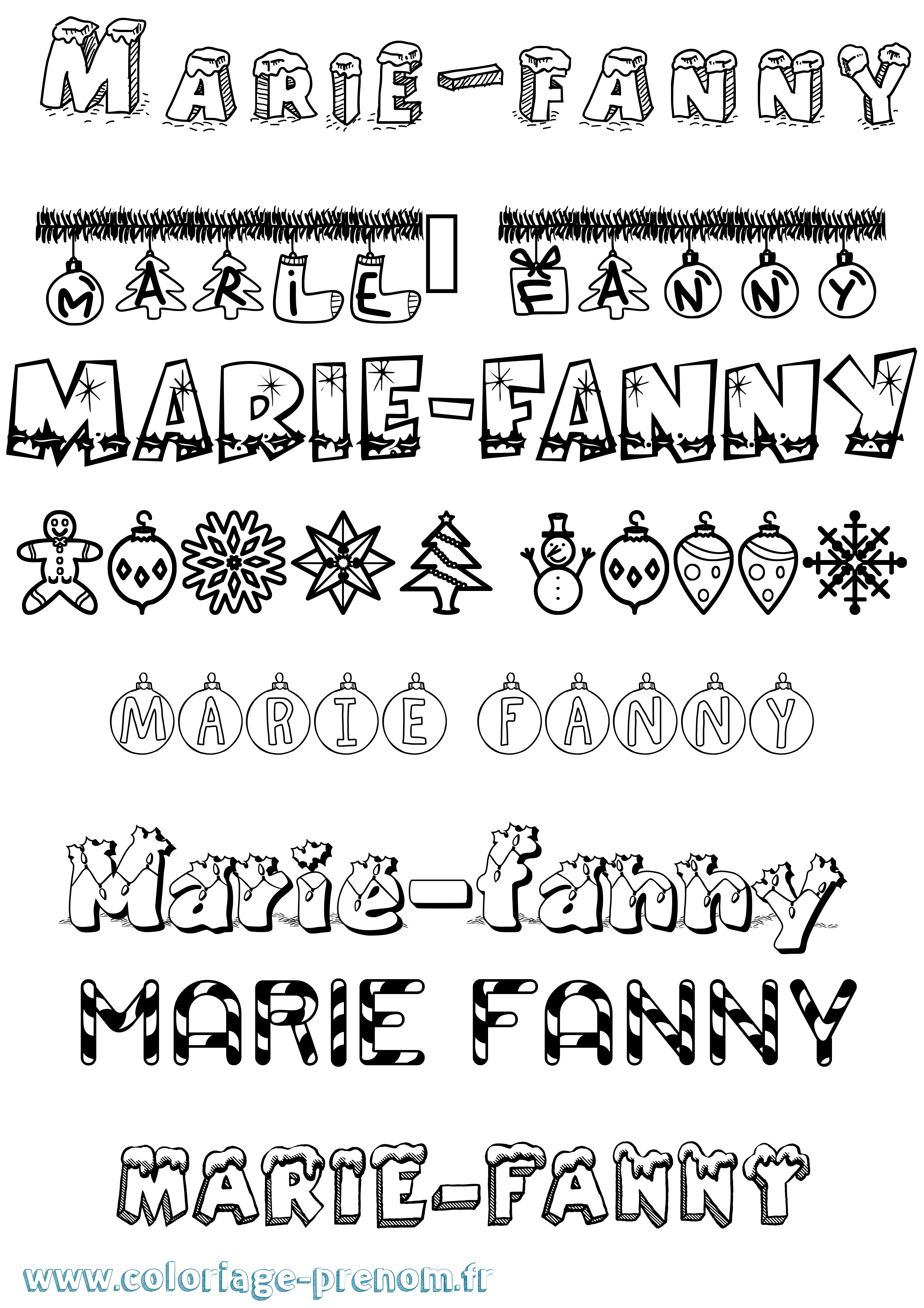 Coloriage Marie-Fanny Noël Coloriage prénom Marie-Fanny Noël