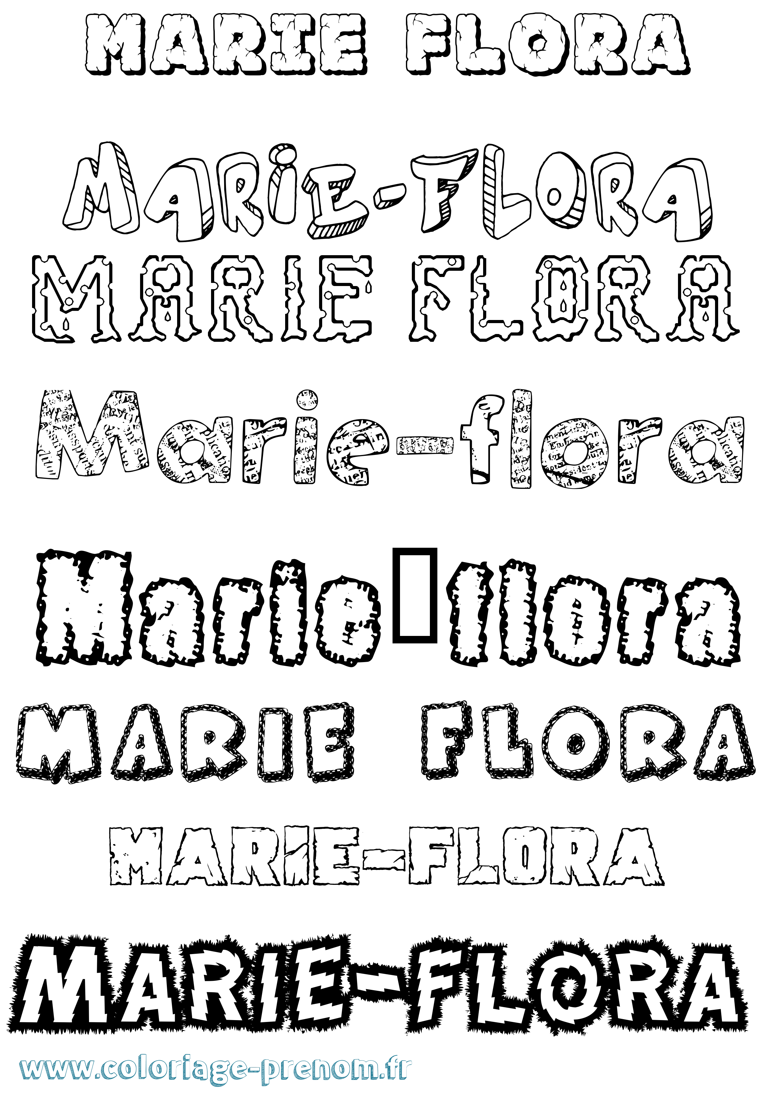 Coloriage Marie-Flora Destructuré Coloriage prénom Marie-Flora Destructuré