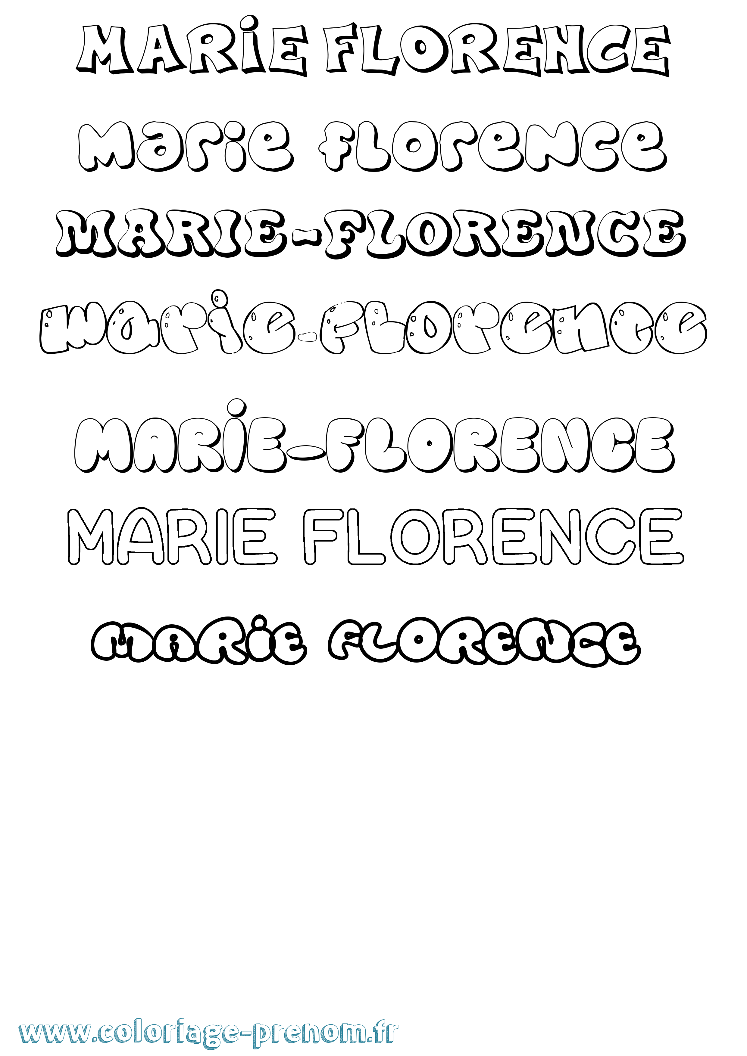 Coloriage Marie-Florence Bubble Coloriage prénom Marie-Florence Bubble
