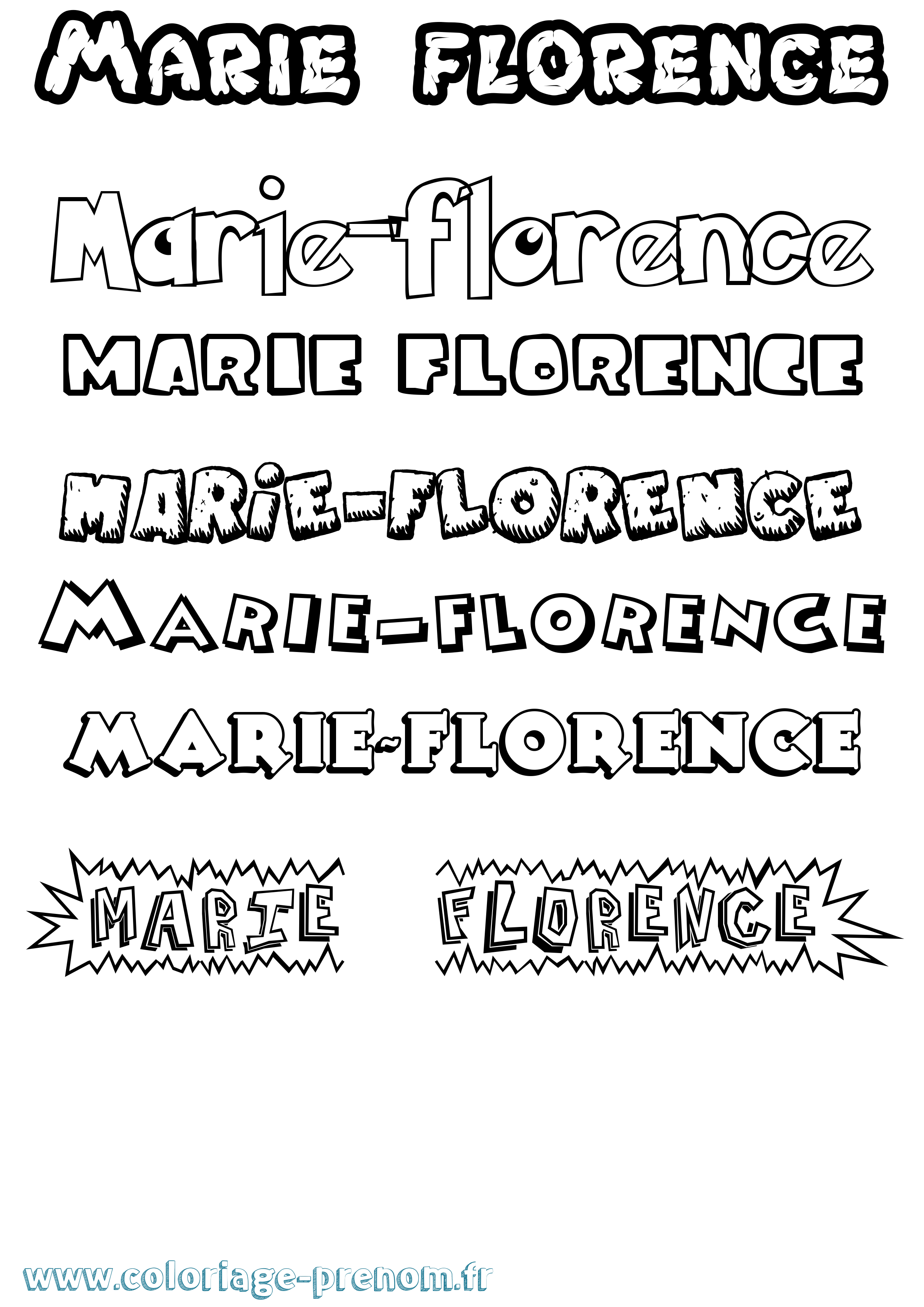 Coloriage Marie-Florence Dessin Animé Coloriage prénom Marie-Florence Dessin Animé