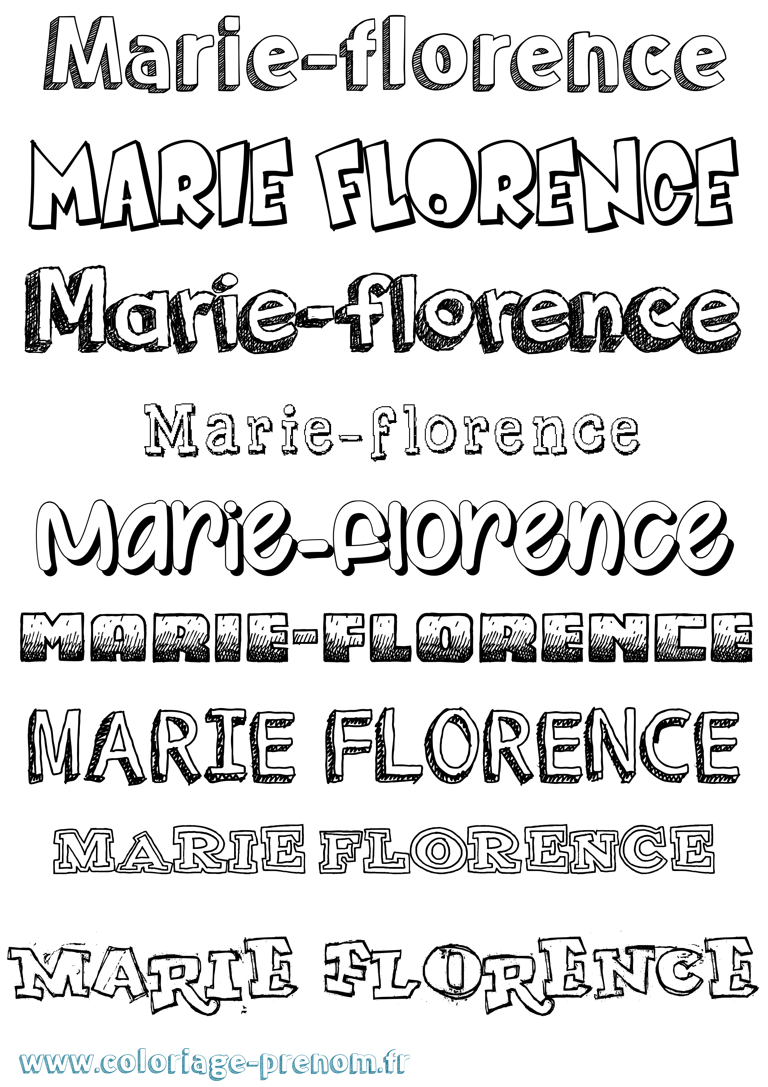 Coloriage Marie-Florence Dessiné Coloriage prénom Marie-Florence Dessiné