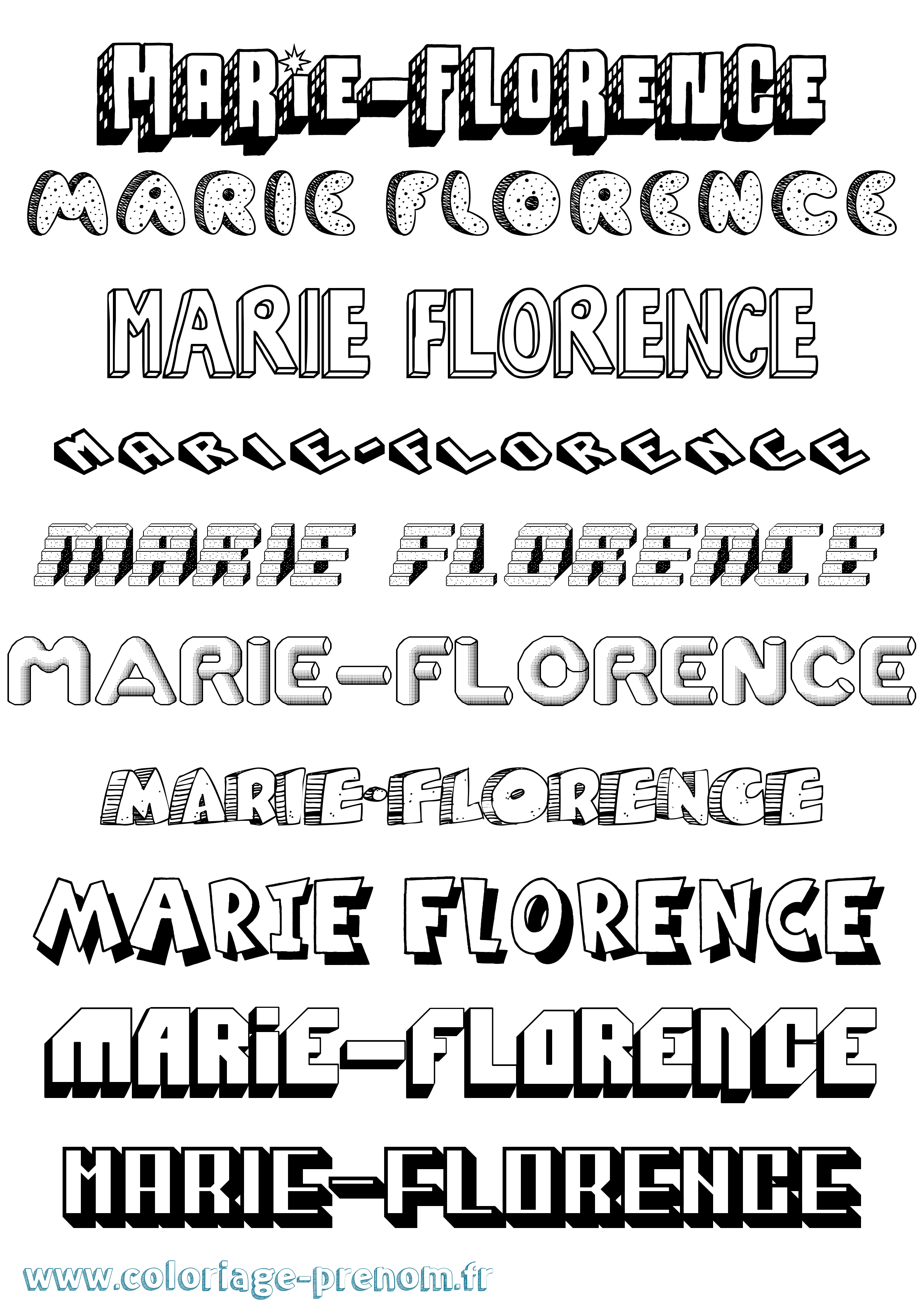 Coloriage Marie-Florence Effet 3D Coloriage prénom Marie-Florence Effet 3D