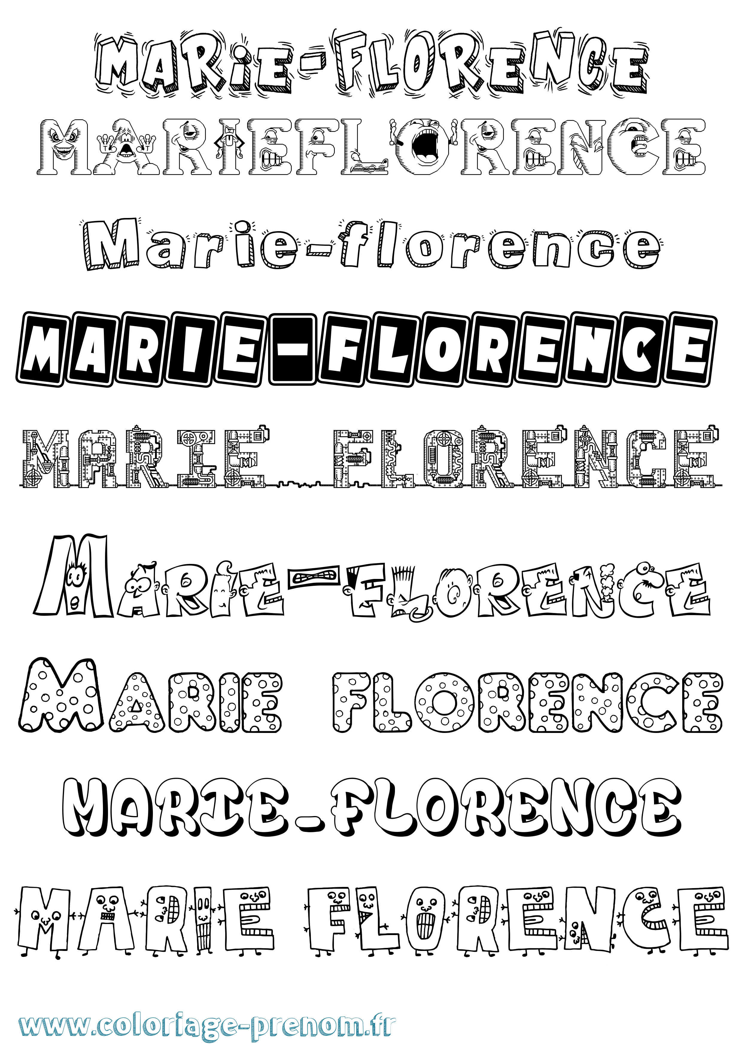 Coloriage Marie-Florence Fun Coloriage prénom Marie-Florence Fun