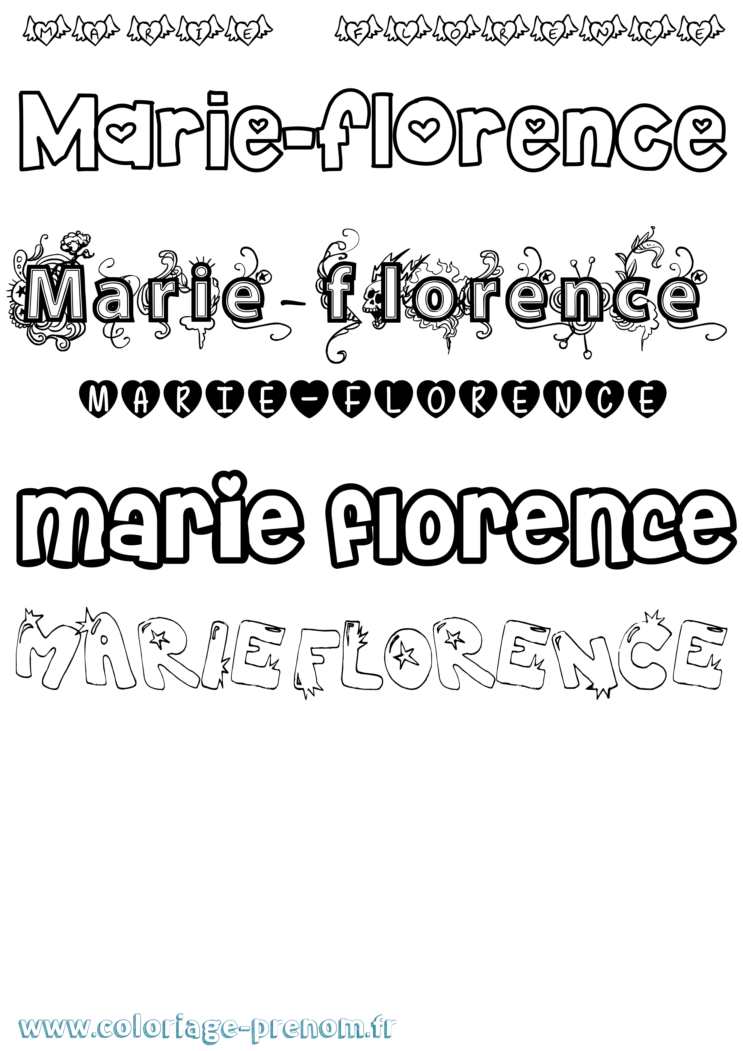 Coloriage Marie-Florence Girly Coloriage prénom Marie-Florence Girly
