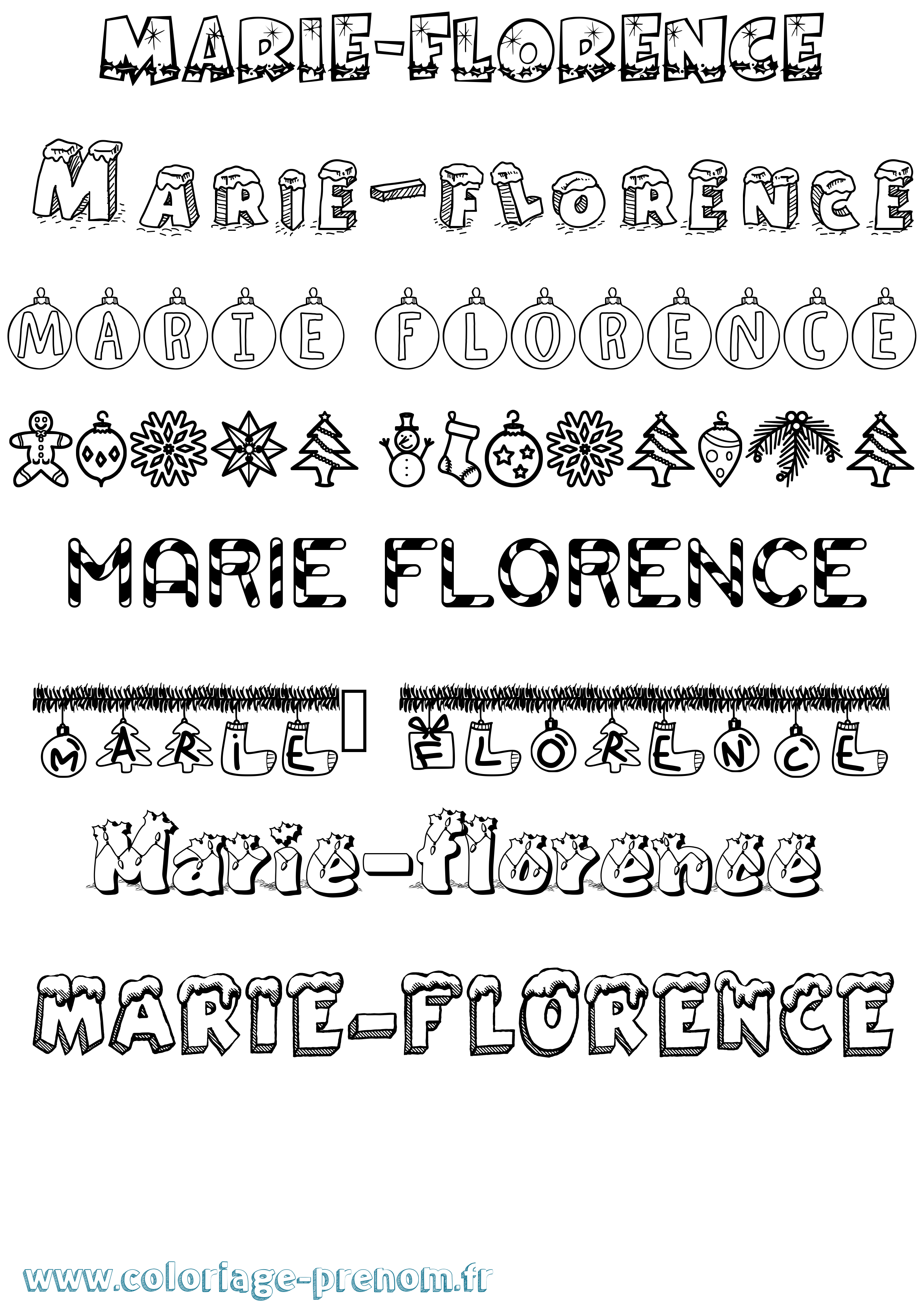 Coloriage Marie-Florence Noël Coloriage prénom Marie-Florence Noël
