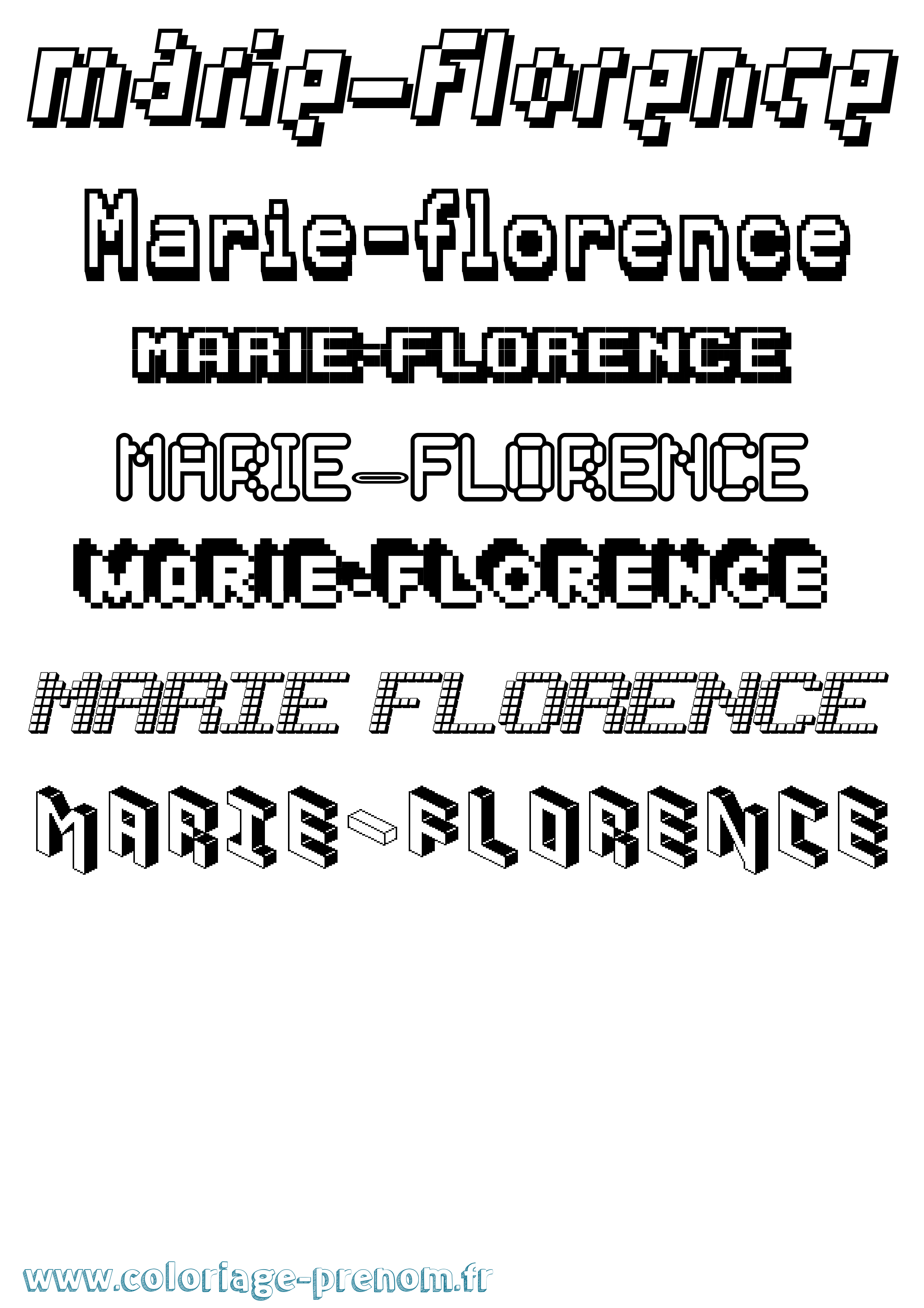 Coloriage Marie-Florence Pixel Coloriage prénom Marie-Florence Pixel