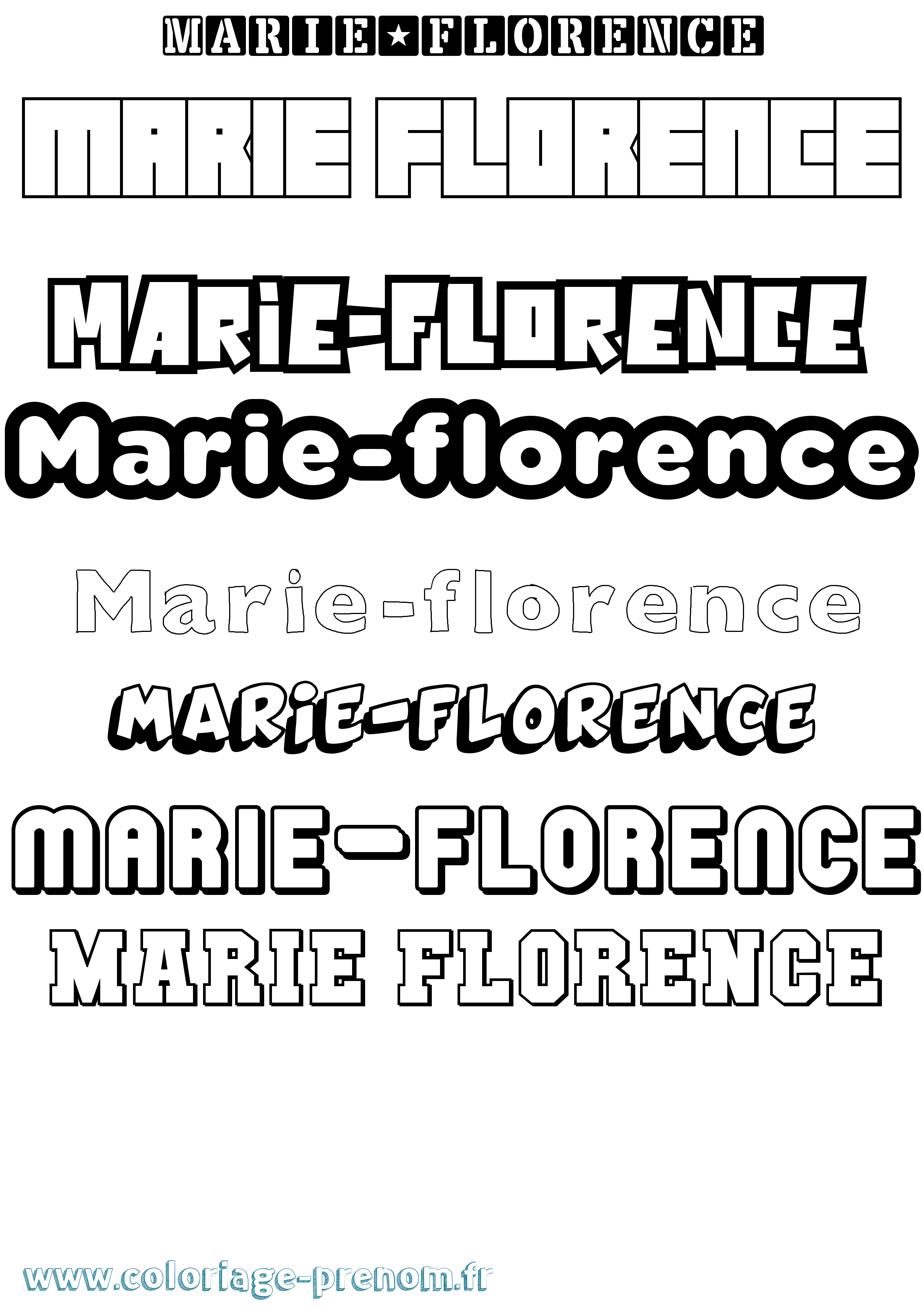 Coloriage Marie-Florence Simple Coloriage prénom Marie-Florence Simple