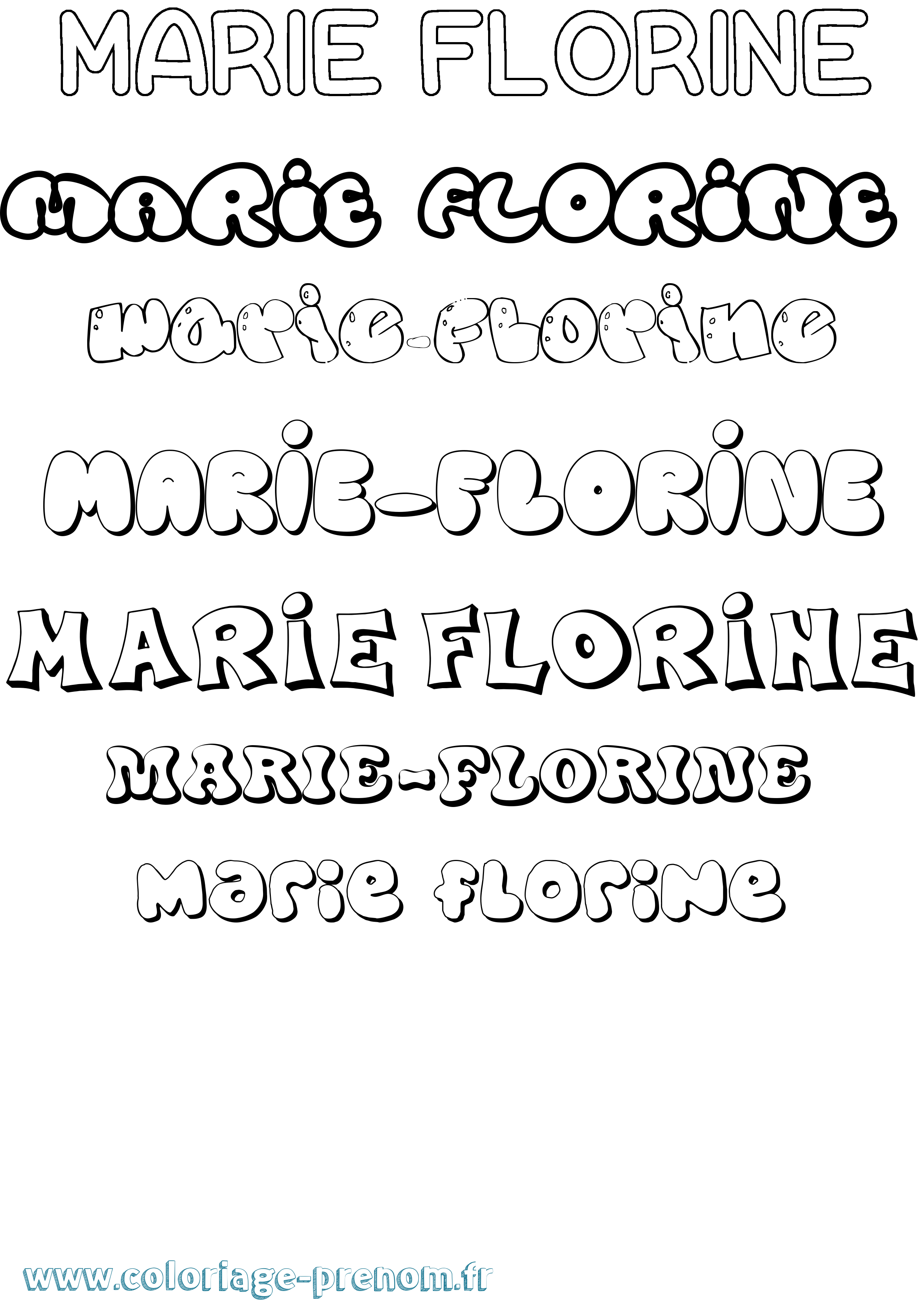 Coloriage Marie-Florine Bubble Coloriage prénom Marie-Florine Bubble