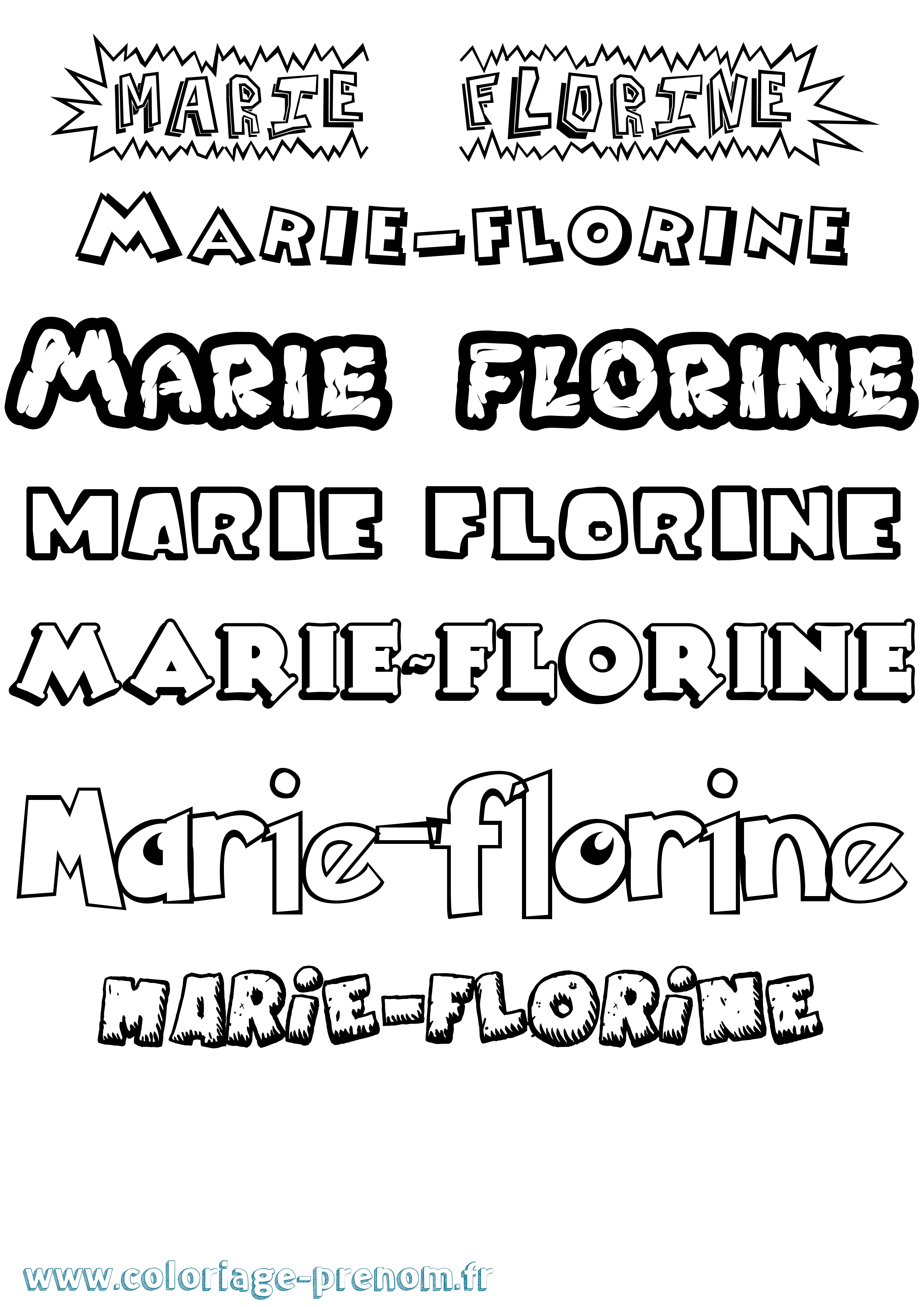 Coloriage Marie-Florine Dessin Animé Coloriage prénom Marie-Florine Dessin Animé