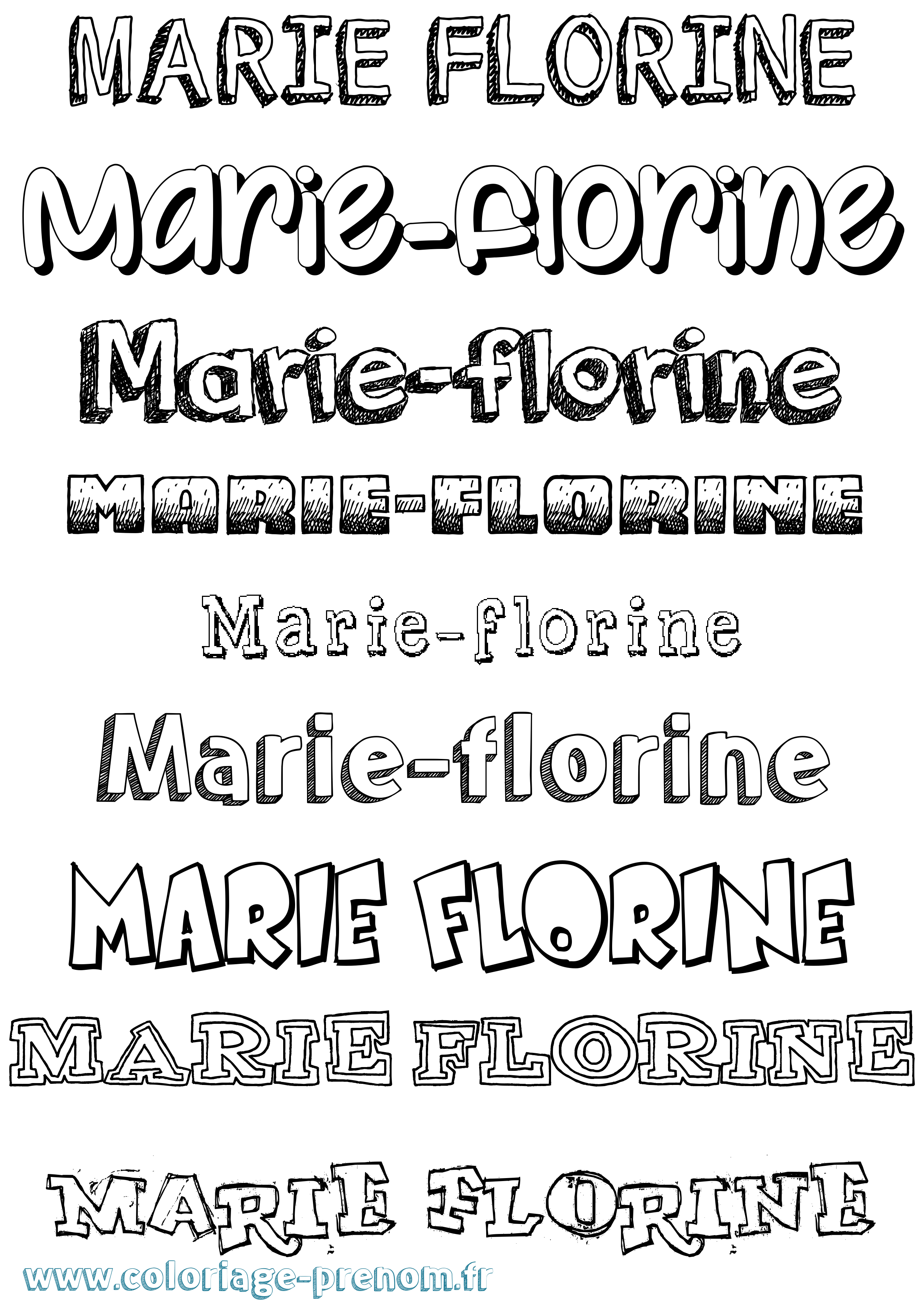 Coloriage Marie-Florine Dessiné Coloriage prénom Marie-Florine Dessiné