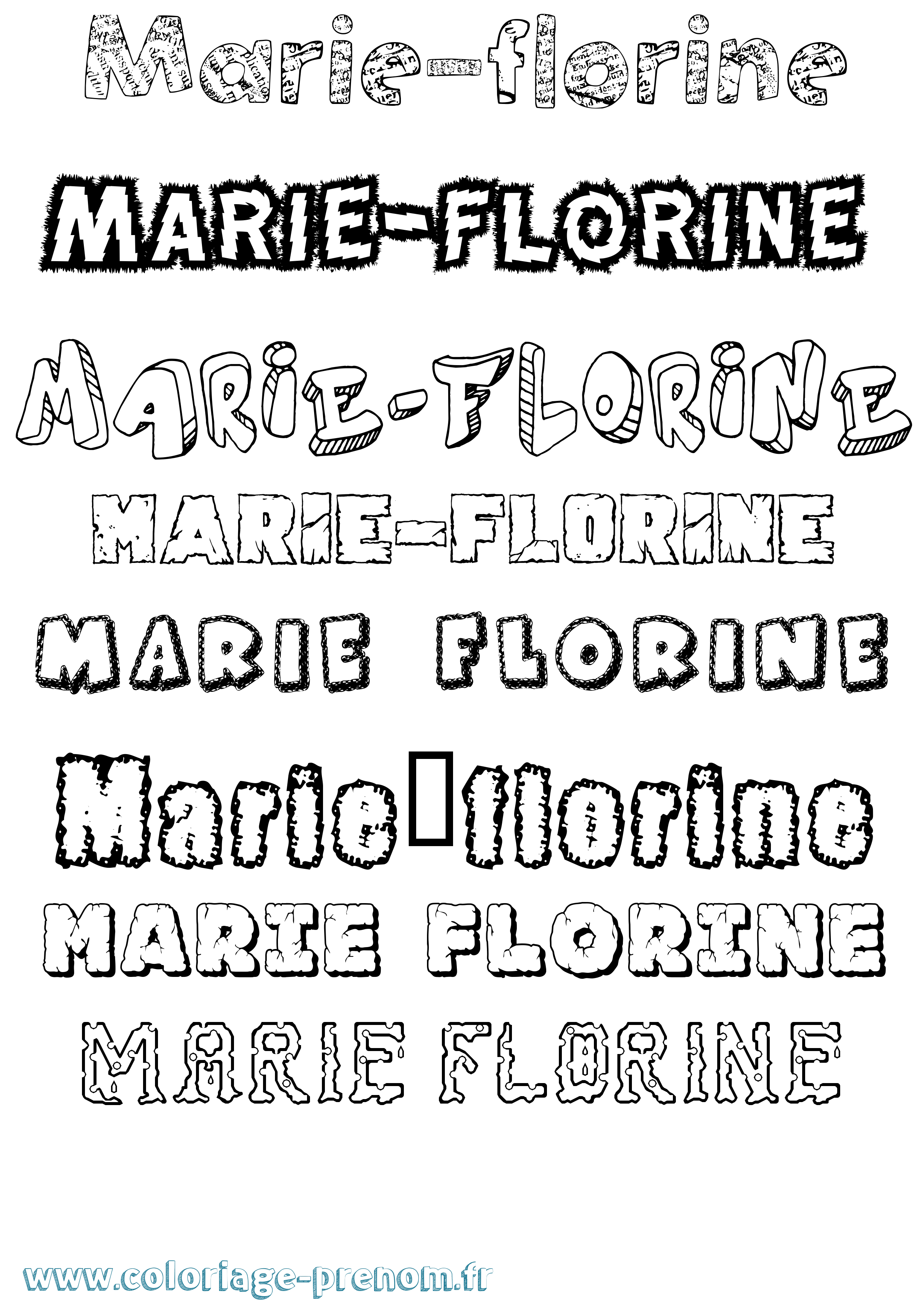 Coloriage Marie-Florine Destructuré Coloriage prénom Marie-Florine Destructuré