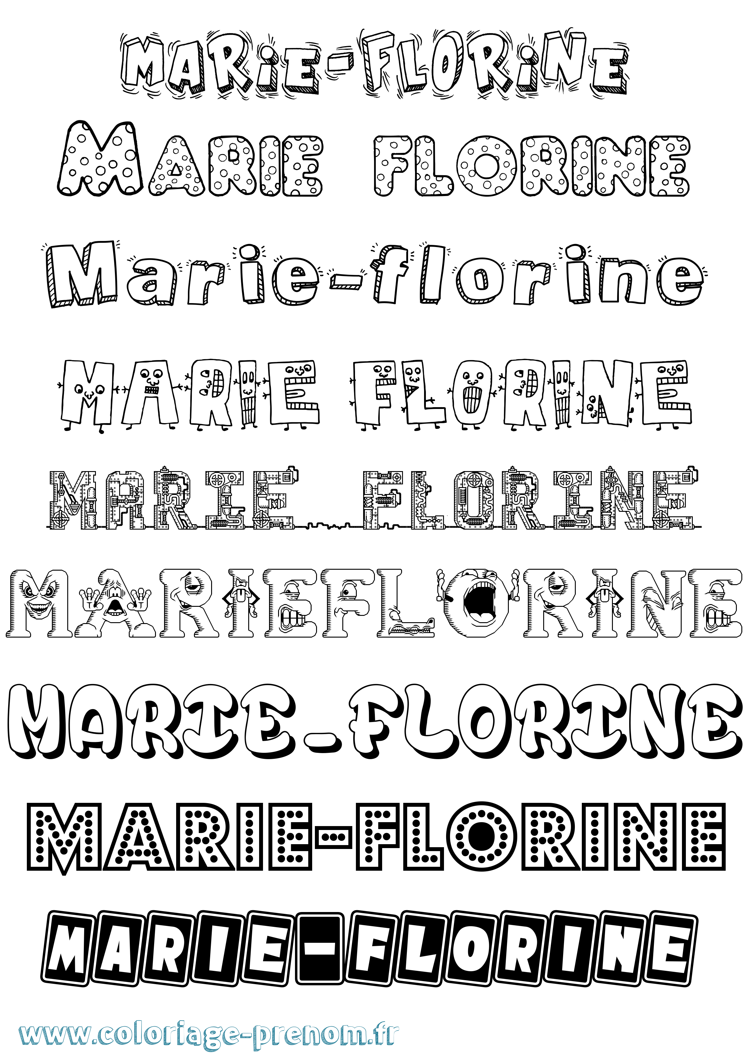 Coloriage Marie-Florine Fun Coloriage prénom Marie-Florine Fun
