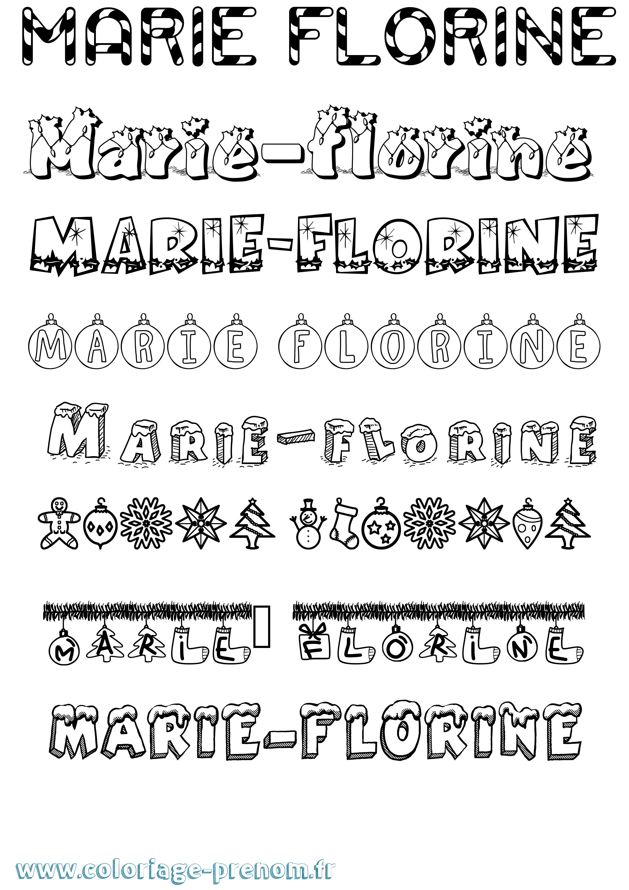 Coloriage Marie-Florine Noël Coloriage prénom Marie-Florine Noël