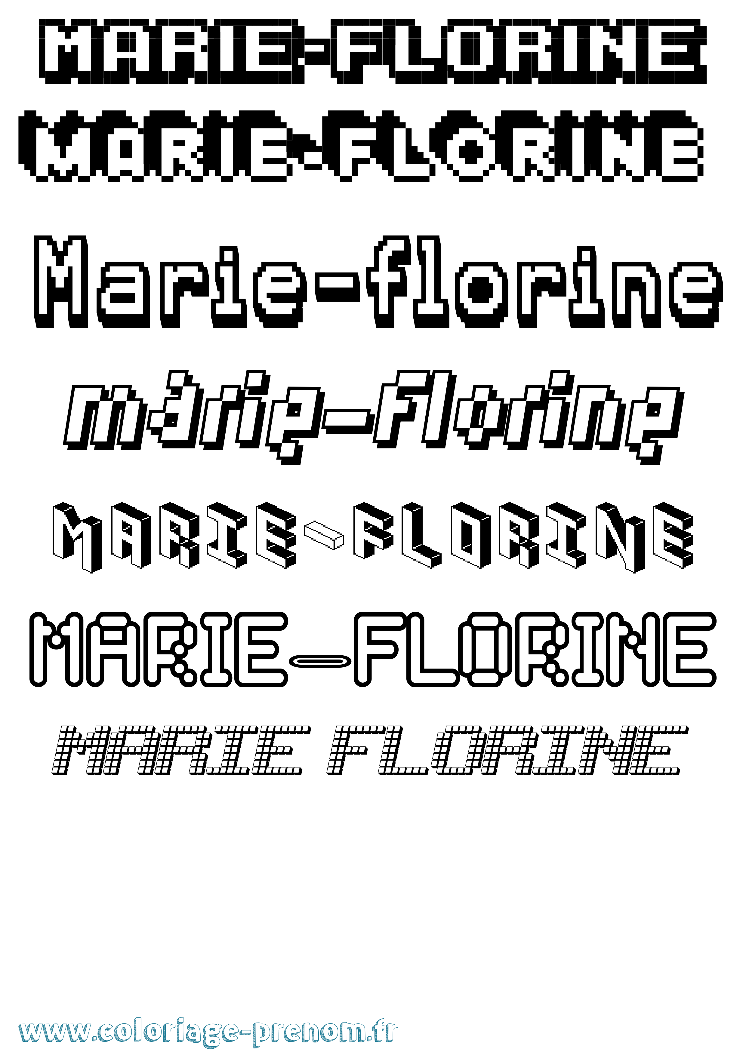 Coloriage Marie-Florine Pixel Coloriage prénom Marie-Florine Pixel