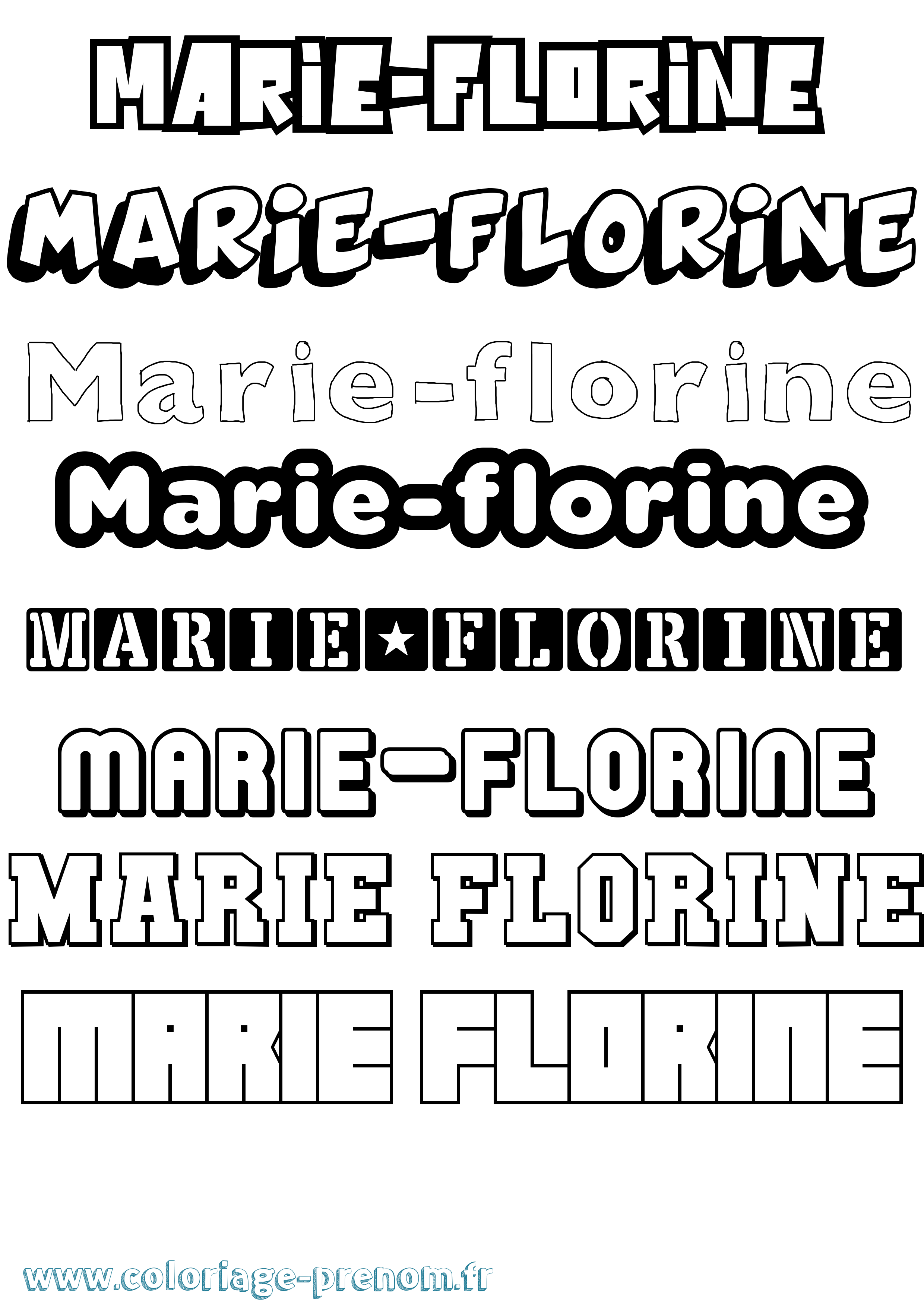 Coloriage Marie-Florine Simple Coloriage prénom Marie-Florine Simple