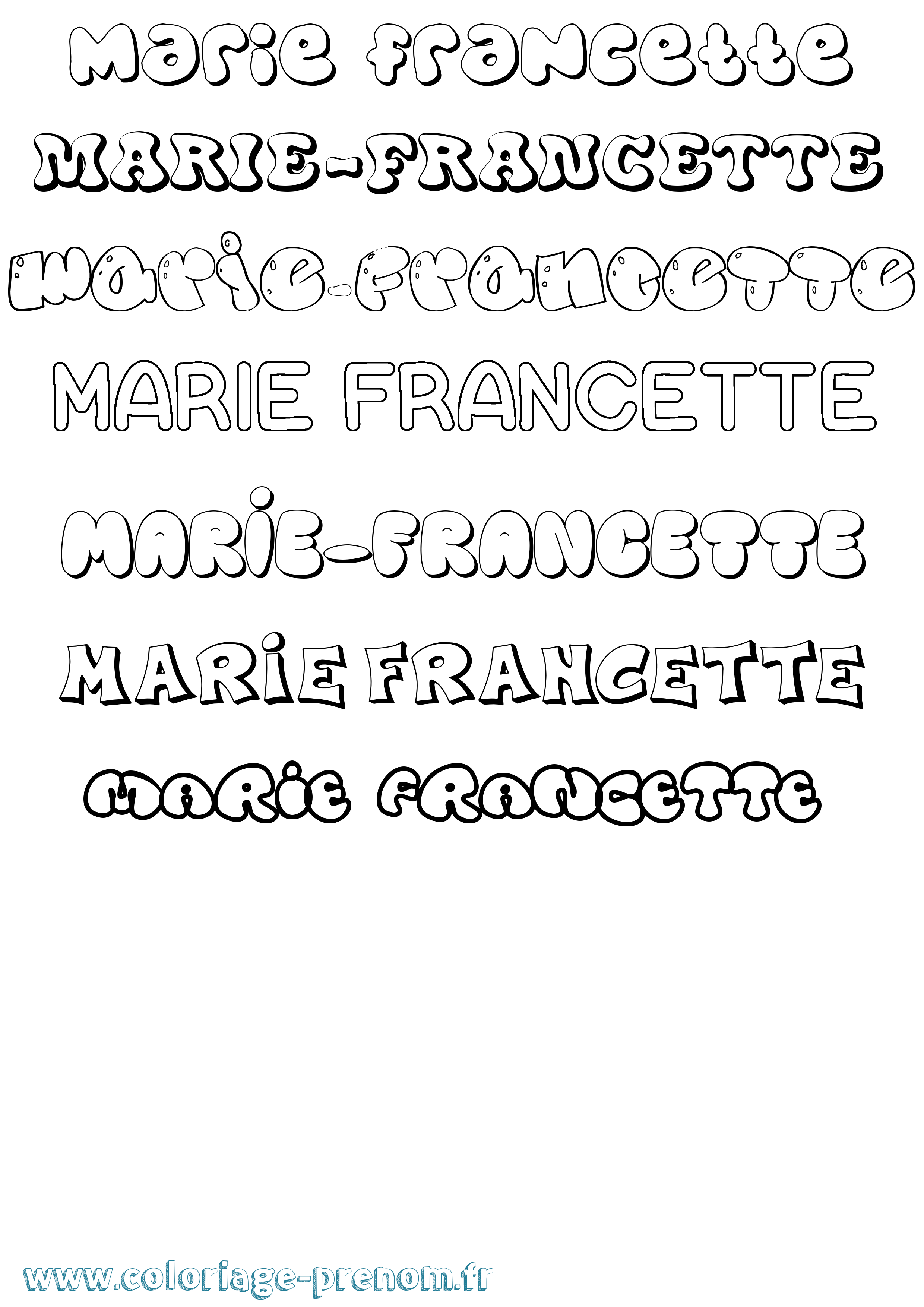 Coloriage Marie-Francette Bubble Coloriage prénom Marie-Francette Bubble