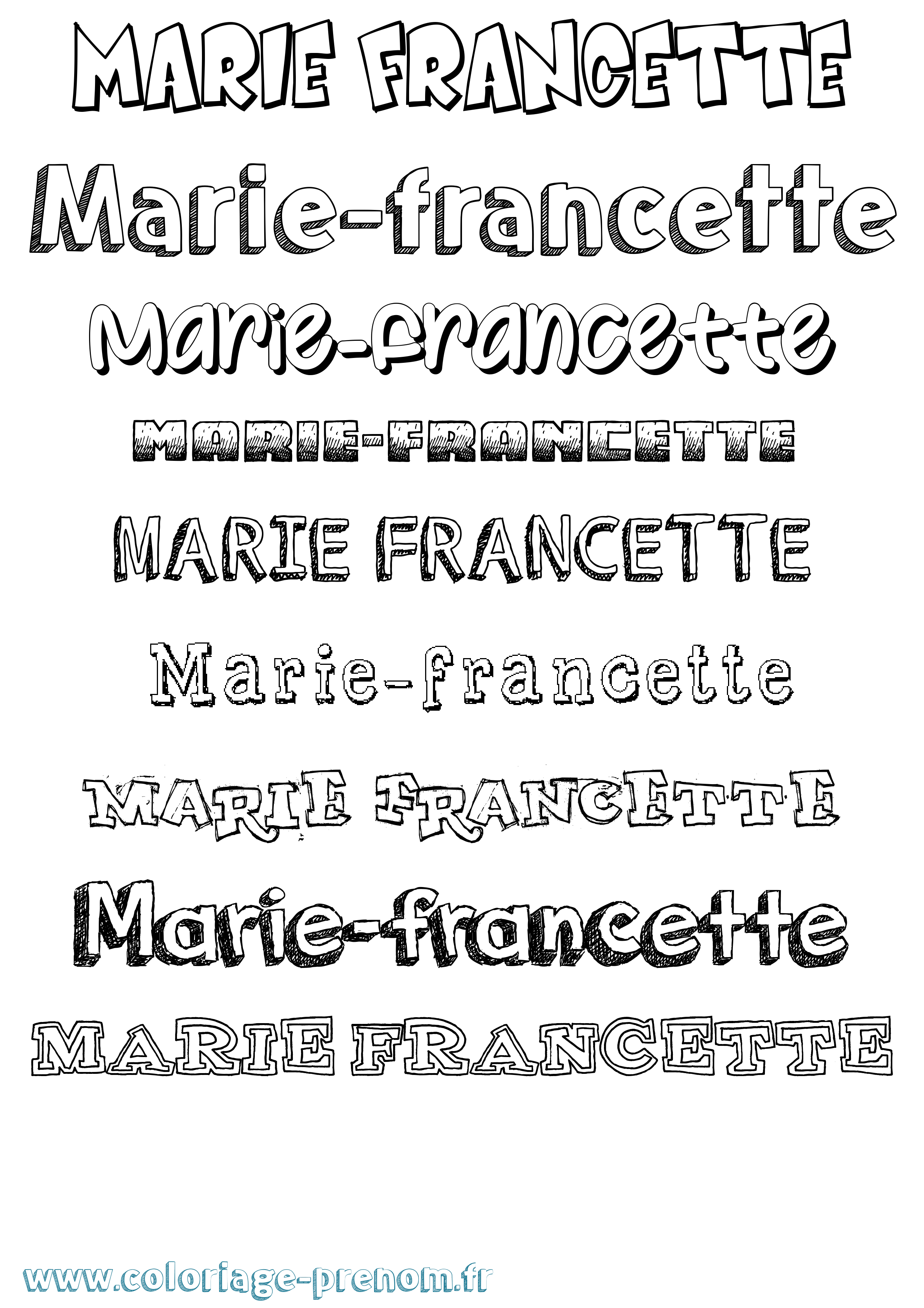 Coloriage Marie-Francette Dessiné Coloriage prénom Marie-Francette Dessiné