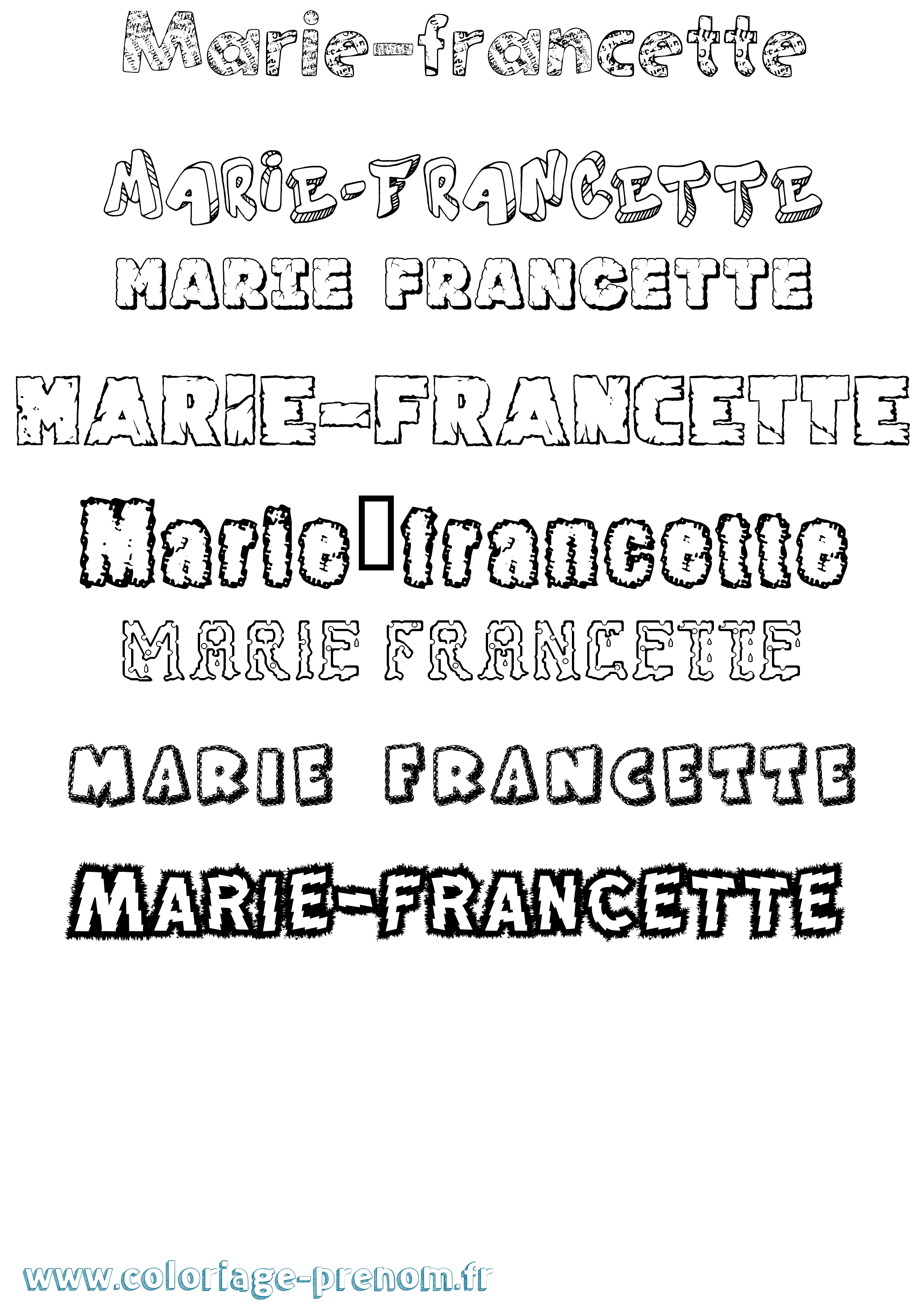Coloriage Marie-Francette Destructuré Coloriage prénom Marie-Francette Destructuré
