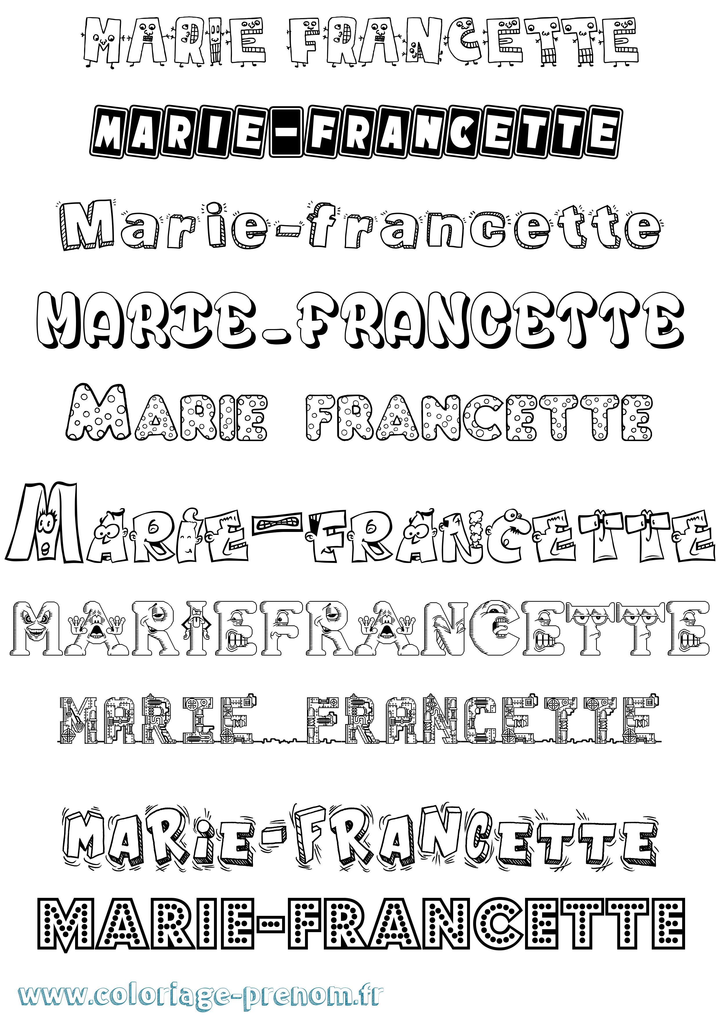 Coloriage Marie-Francette Fun Coloriage prénom Marie-Francette Fun