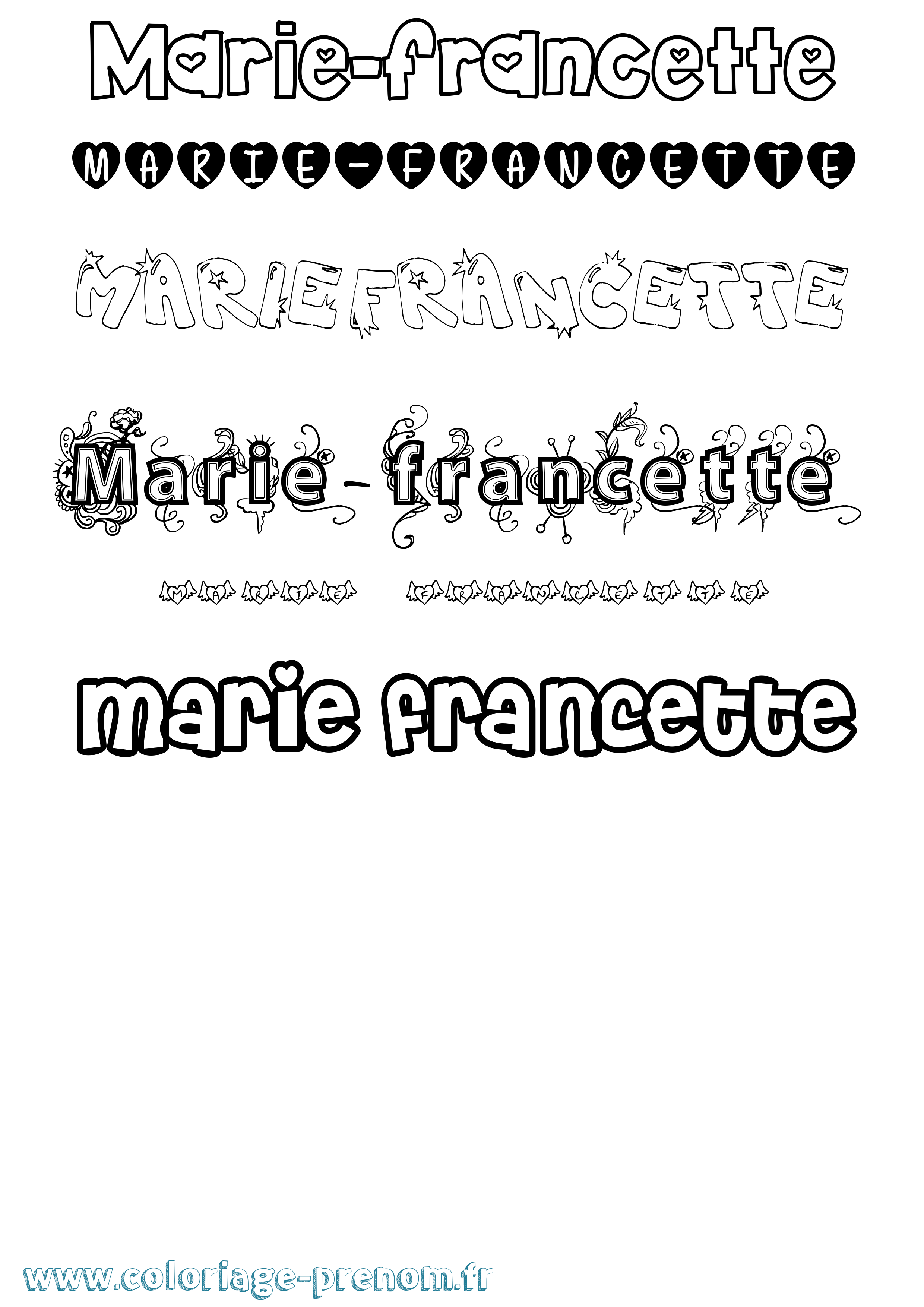 Coloriage Marie-Francette Girly Coloriage prénom Marie-Francette Girly