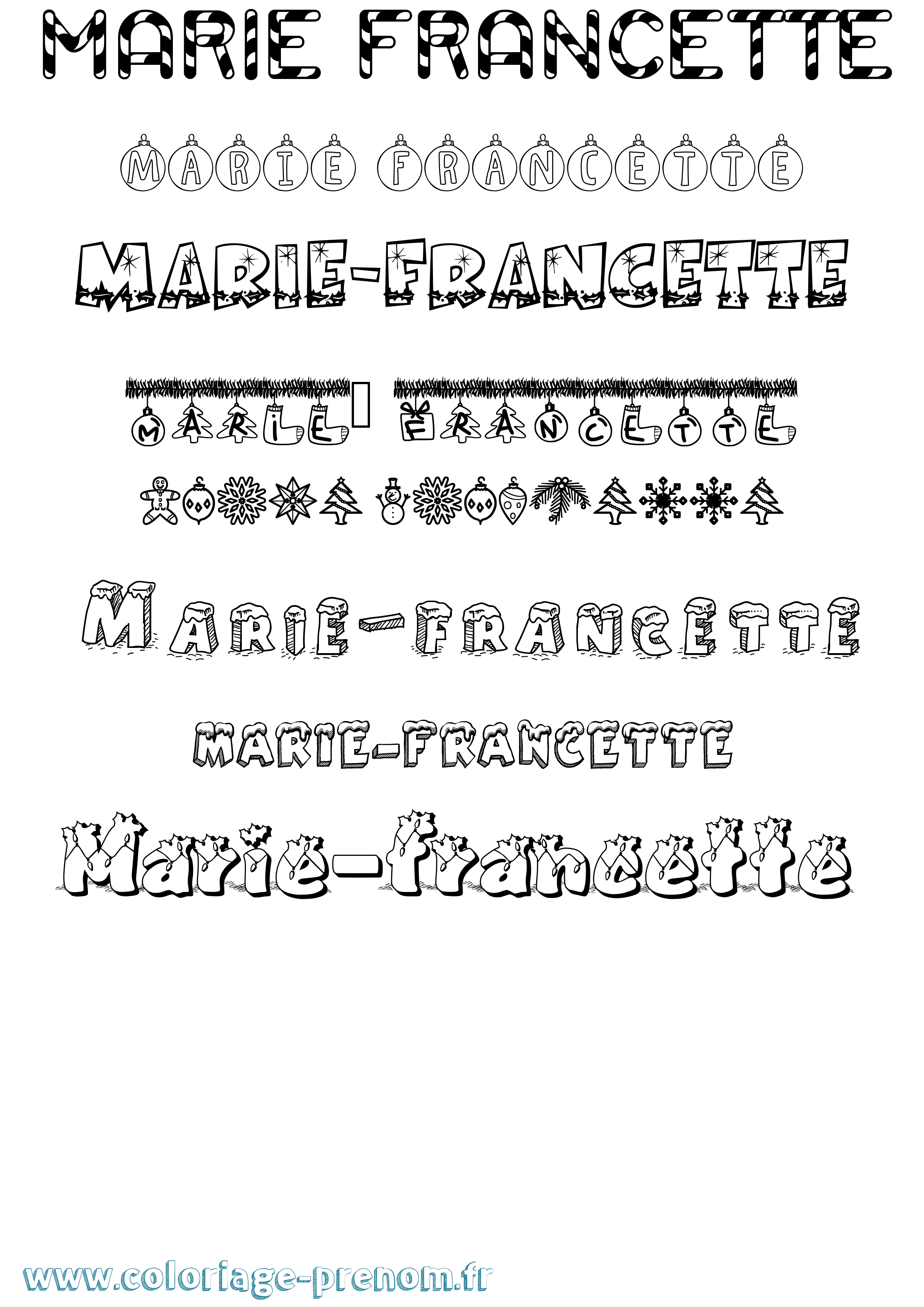 Coloriage Marie-Francette Noël Coloriage prénom Marie-Francette Noël