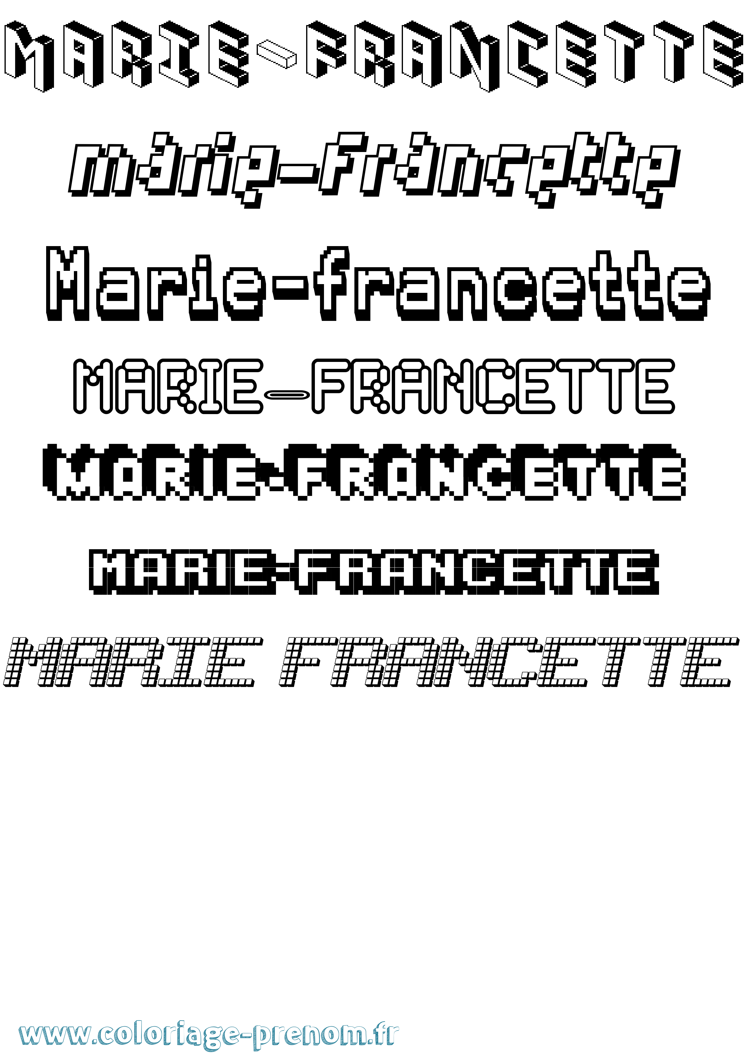 Coloriage Marie-Francette Pixel Coloriage prénom Marie-Francette Pixel