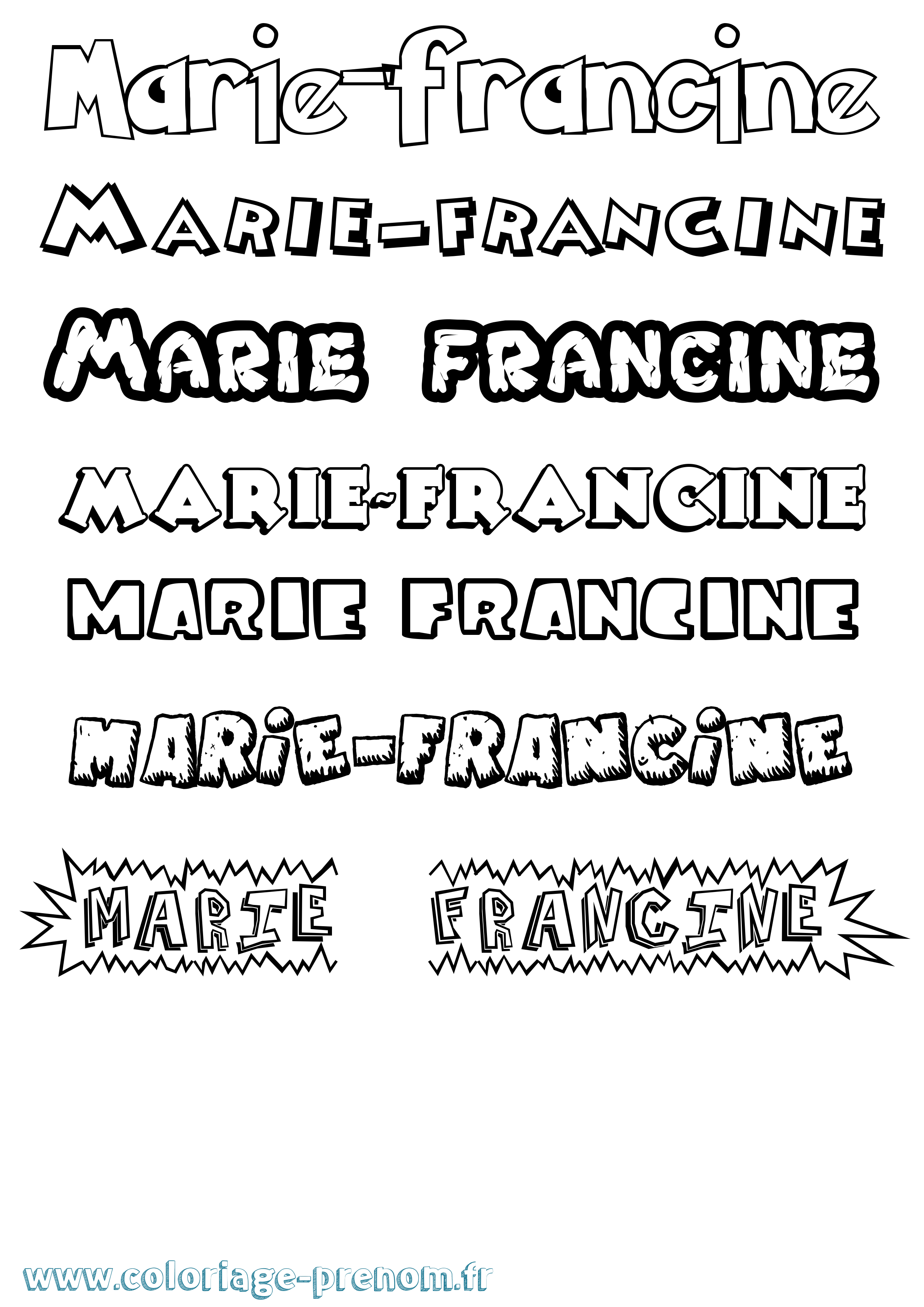 Coloriage Marie-Francine Dessin Animé Coloriage prénom Marie-Francine Dessin Animé