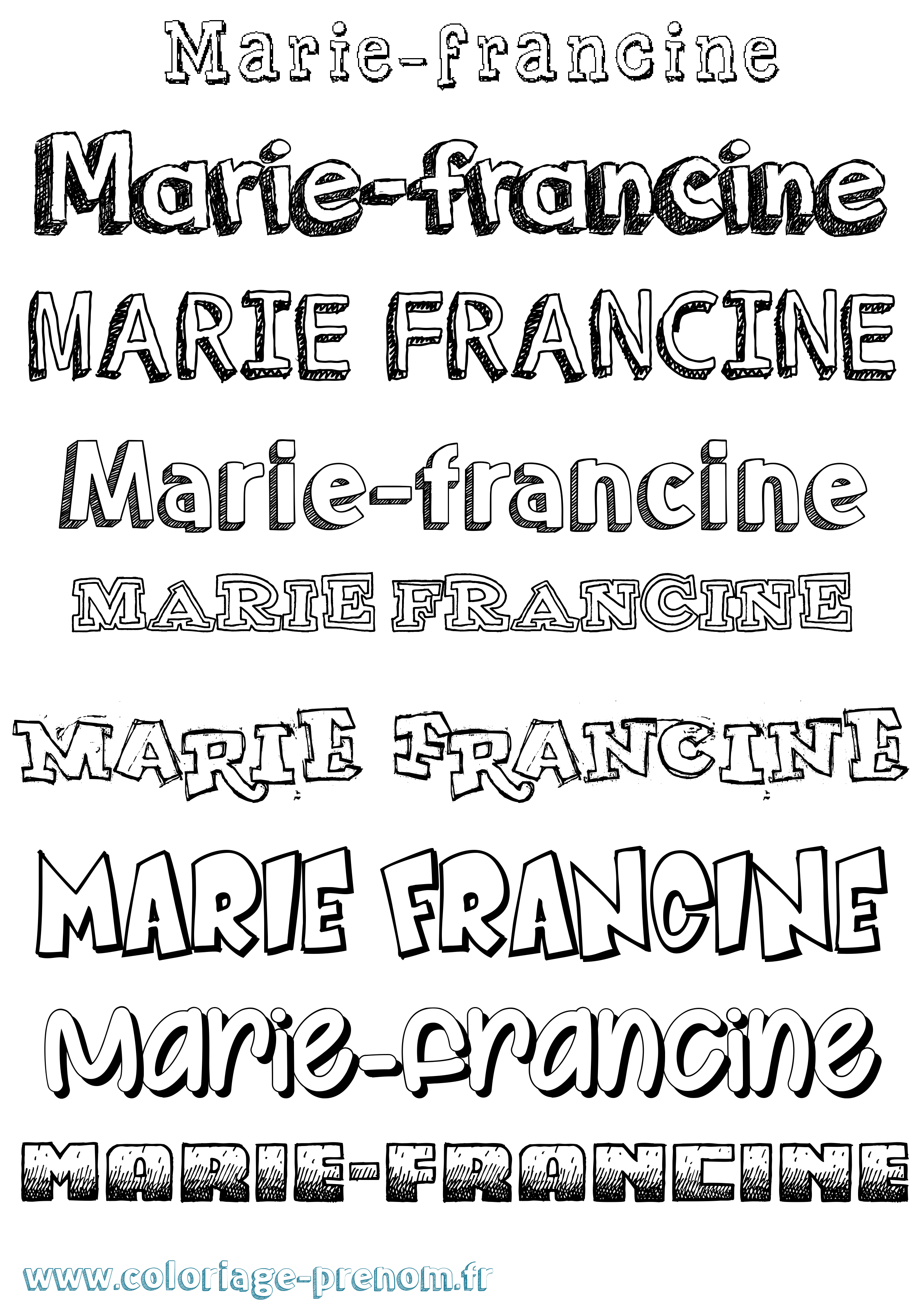Coloriage Marie-Francine Dessiné Coloriage prénom Marie-Francine Dessiné
