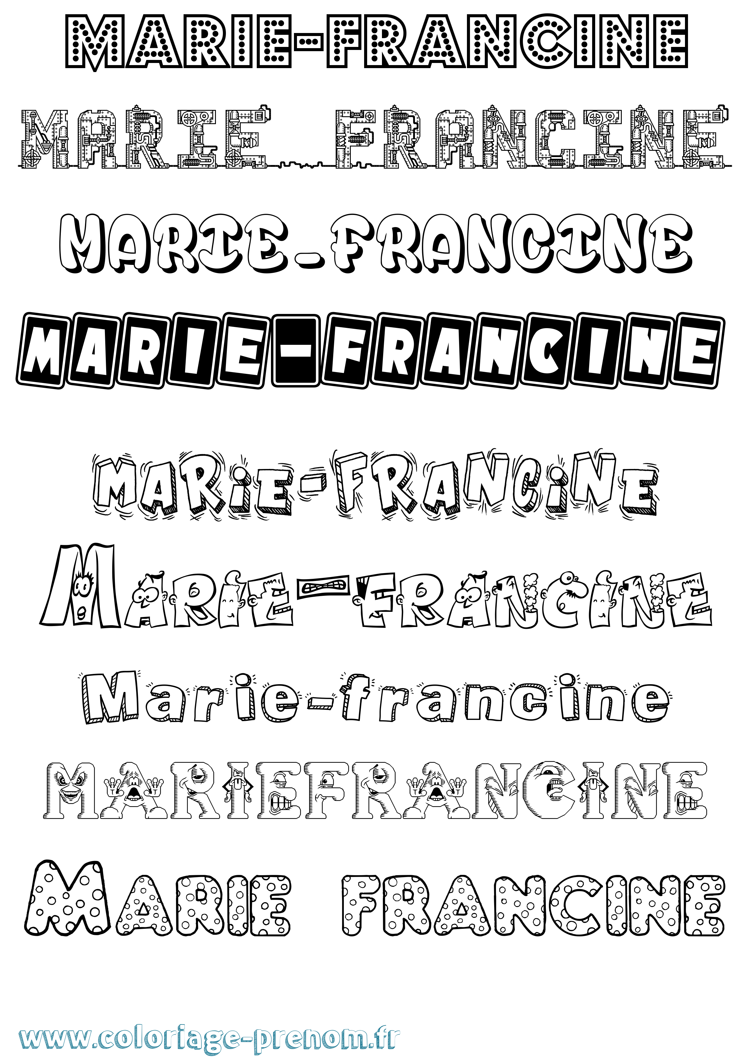 Coloriage Marie-Francine Fun Coloriage prénom Marie-Francine Fun