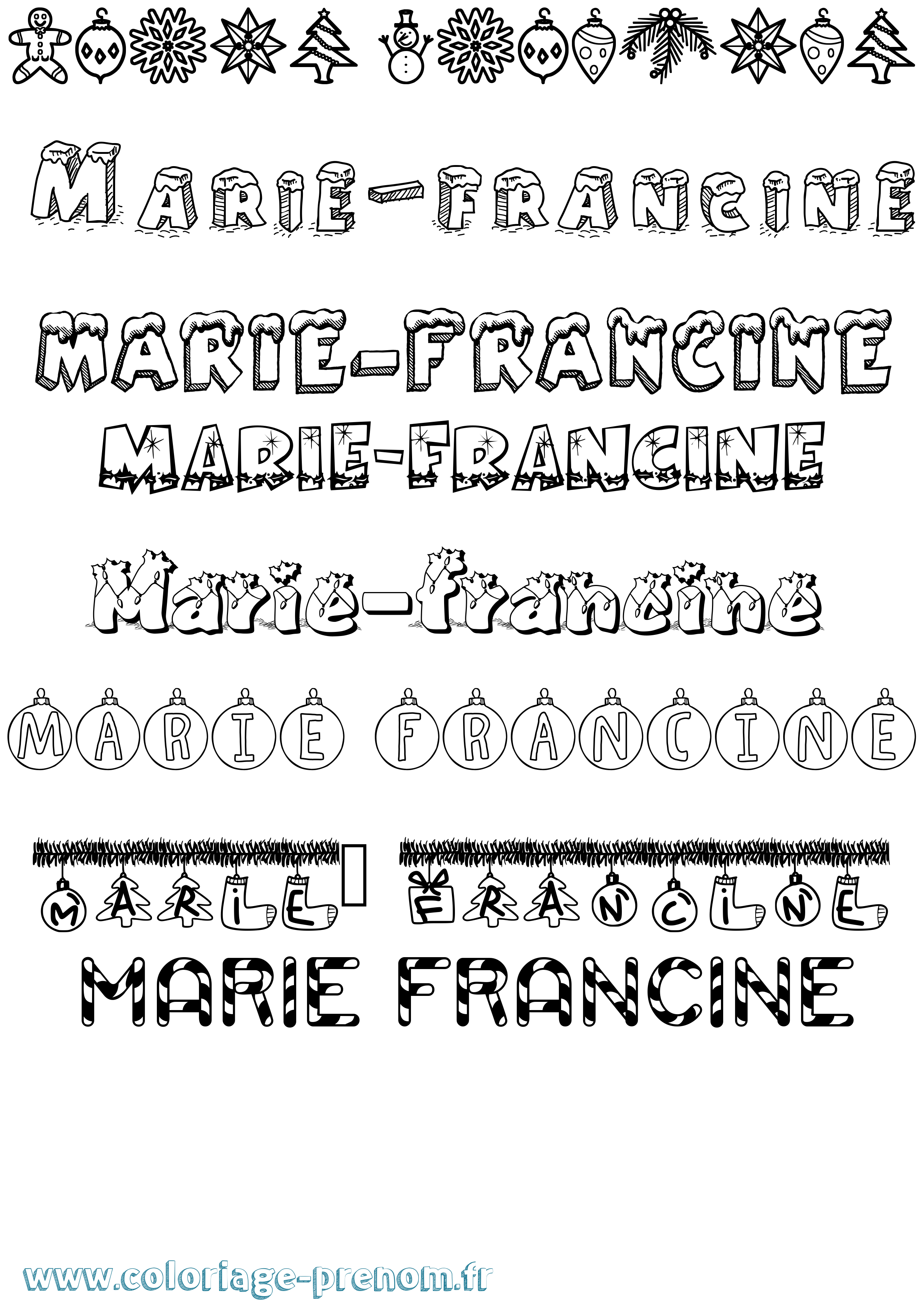 Coloriage Marie-Francine Noël Coloriage prénom Marie-Francine Noël