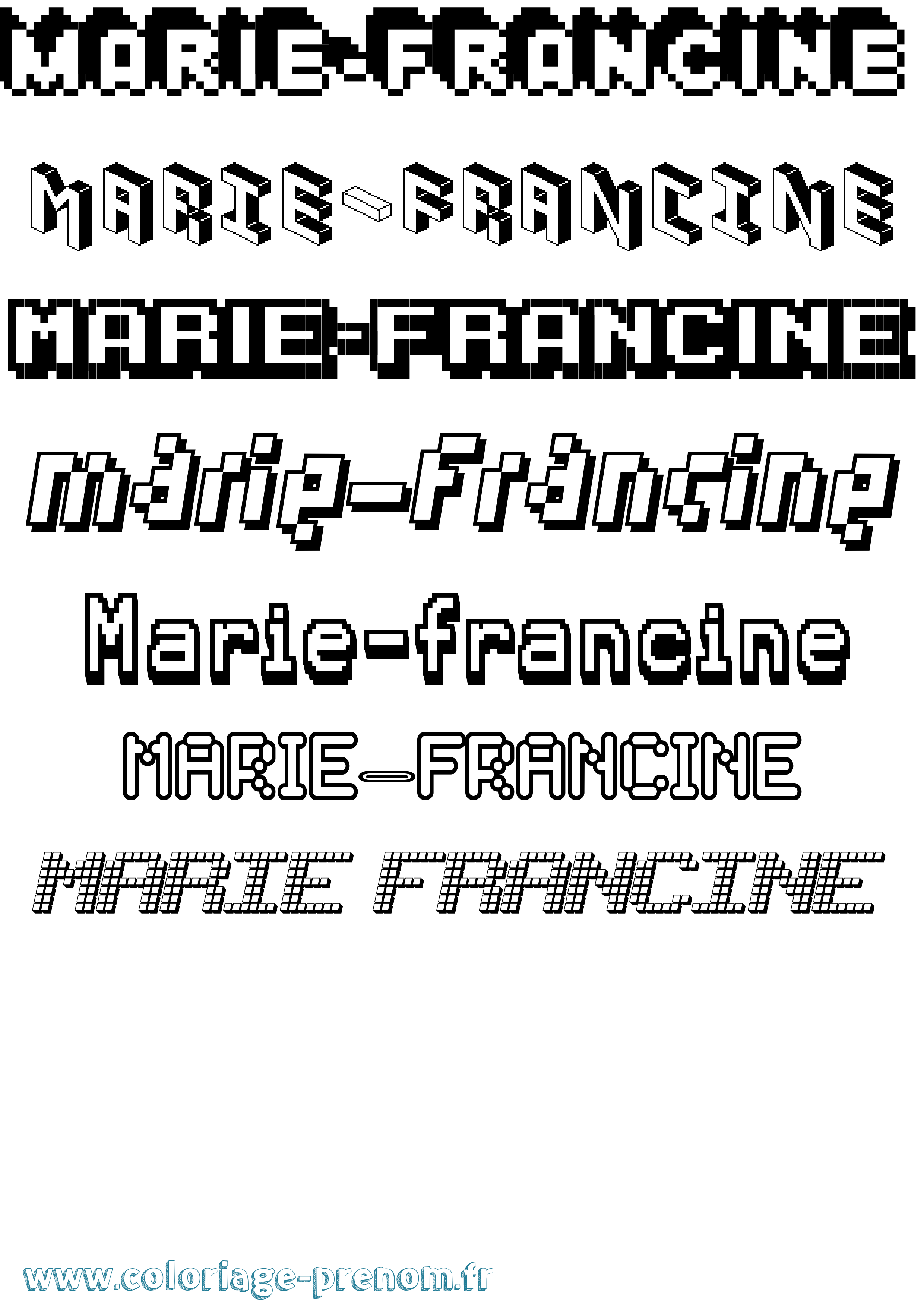 Coloriage Marie-Francine Pixel Coloriage prénom Marie-Francine Pixel