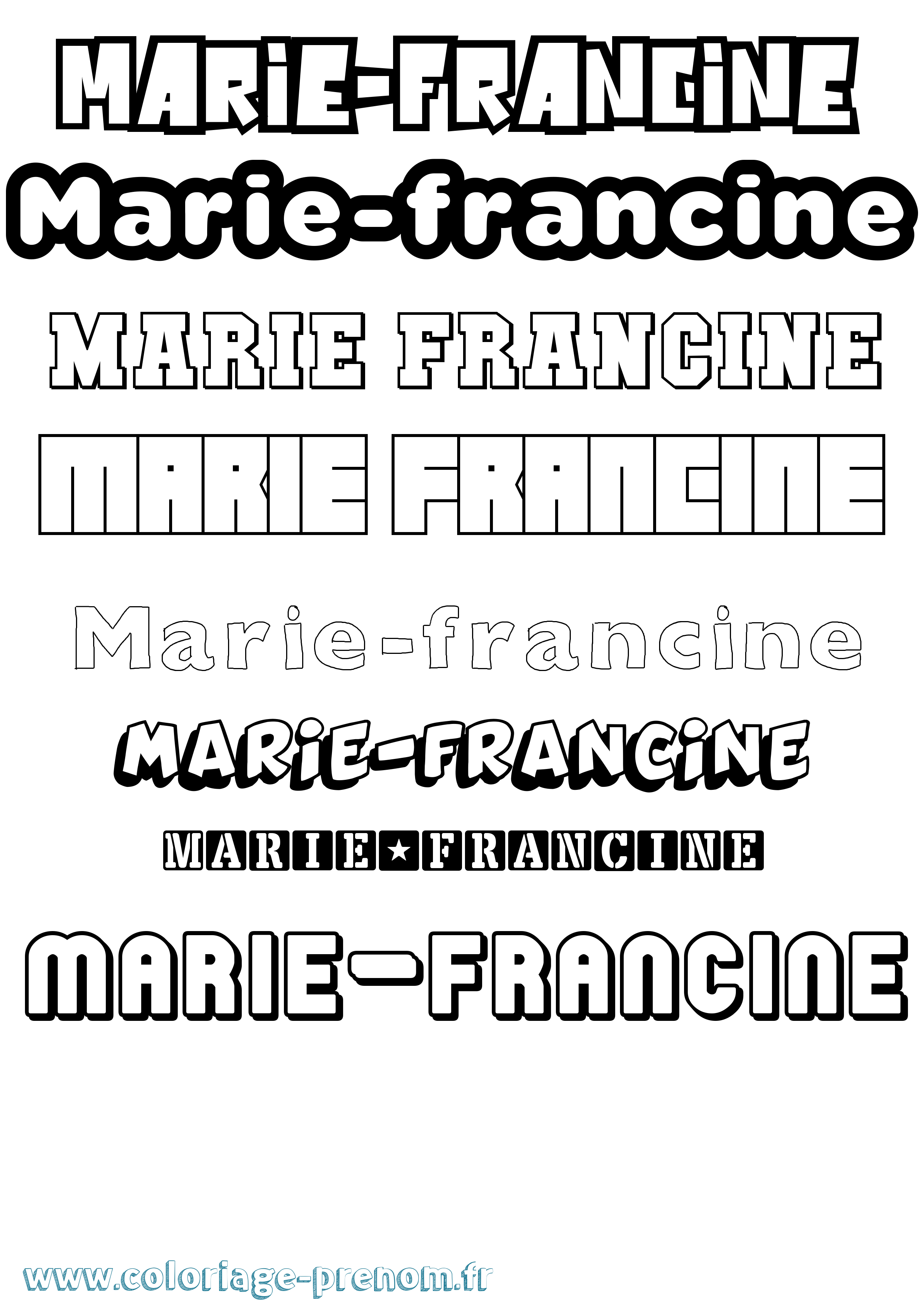Coloriage Marie-Francine Simple Coloriage prénom Marie-Francine Simple