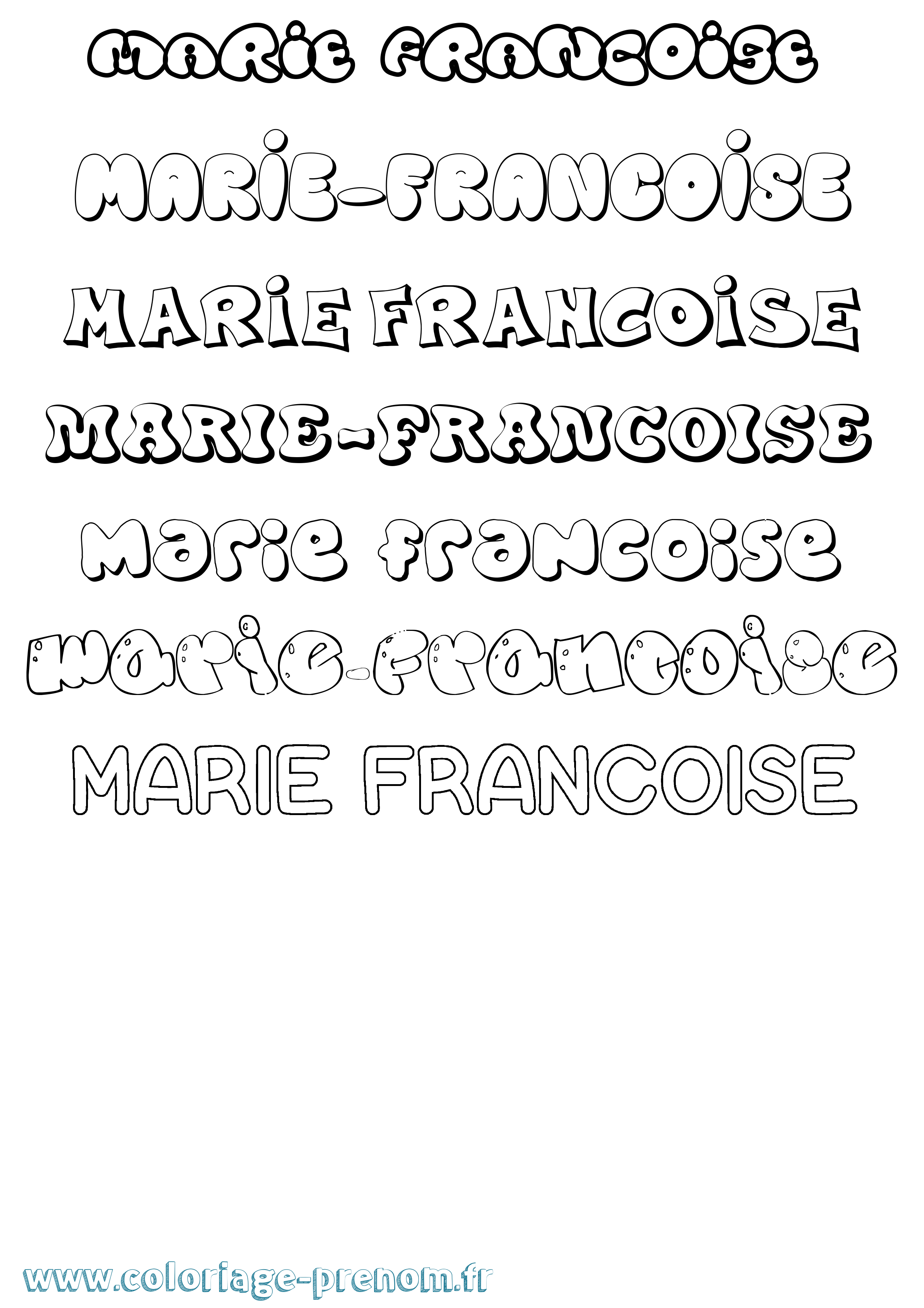Coloriage Marie-Francoise Bubble Coloriage prénom Marie-Francoise Bubble