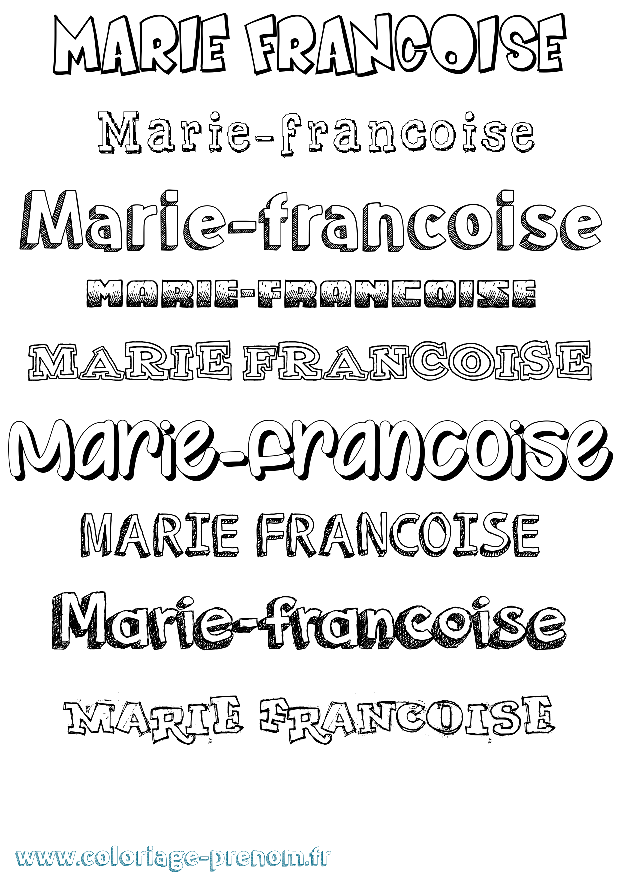 Coloriage Marie-Francoise Dessiné Coloriage prénom Marie-Francoise Dessiné