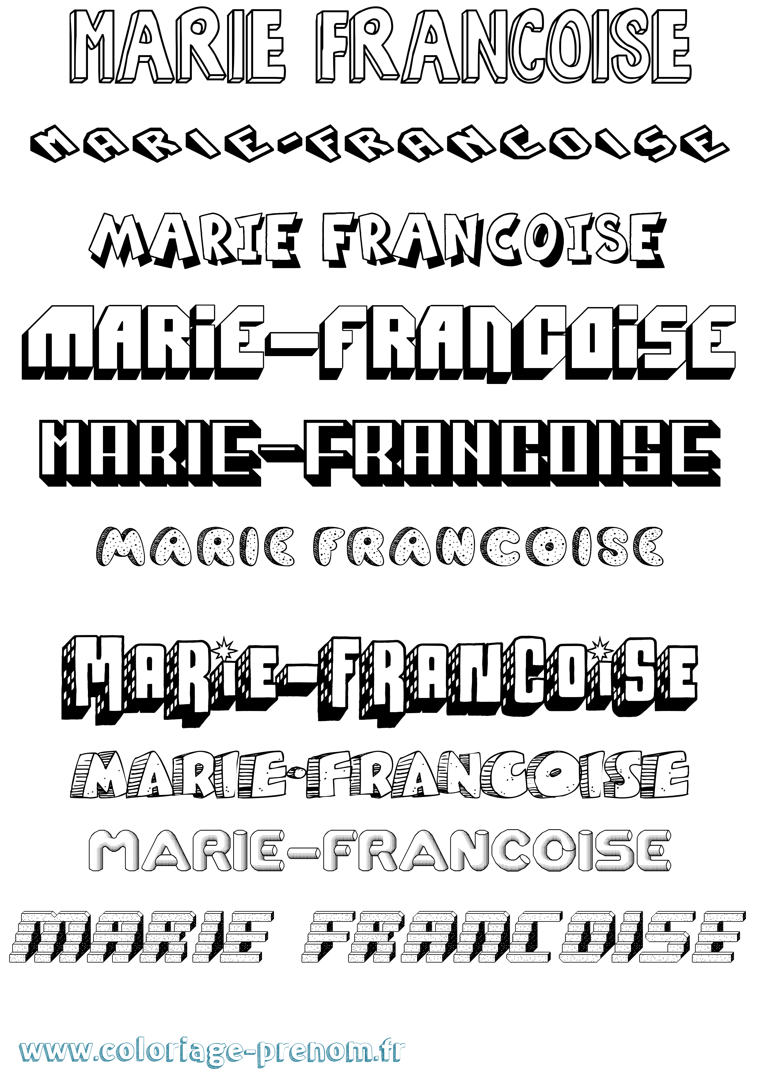 Coloriage Marie-Francoise Effet 3D Coloriage prénom Marie-Francoise Effet 3D