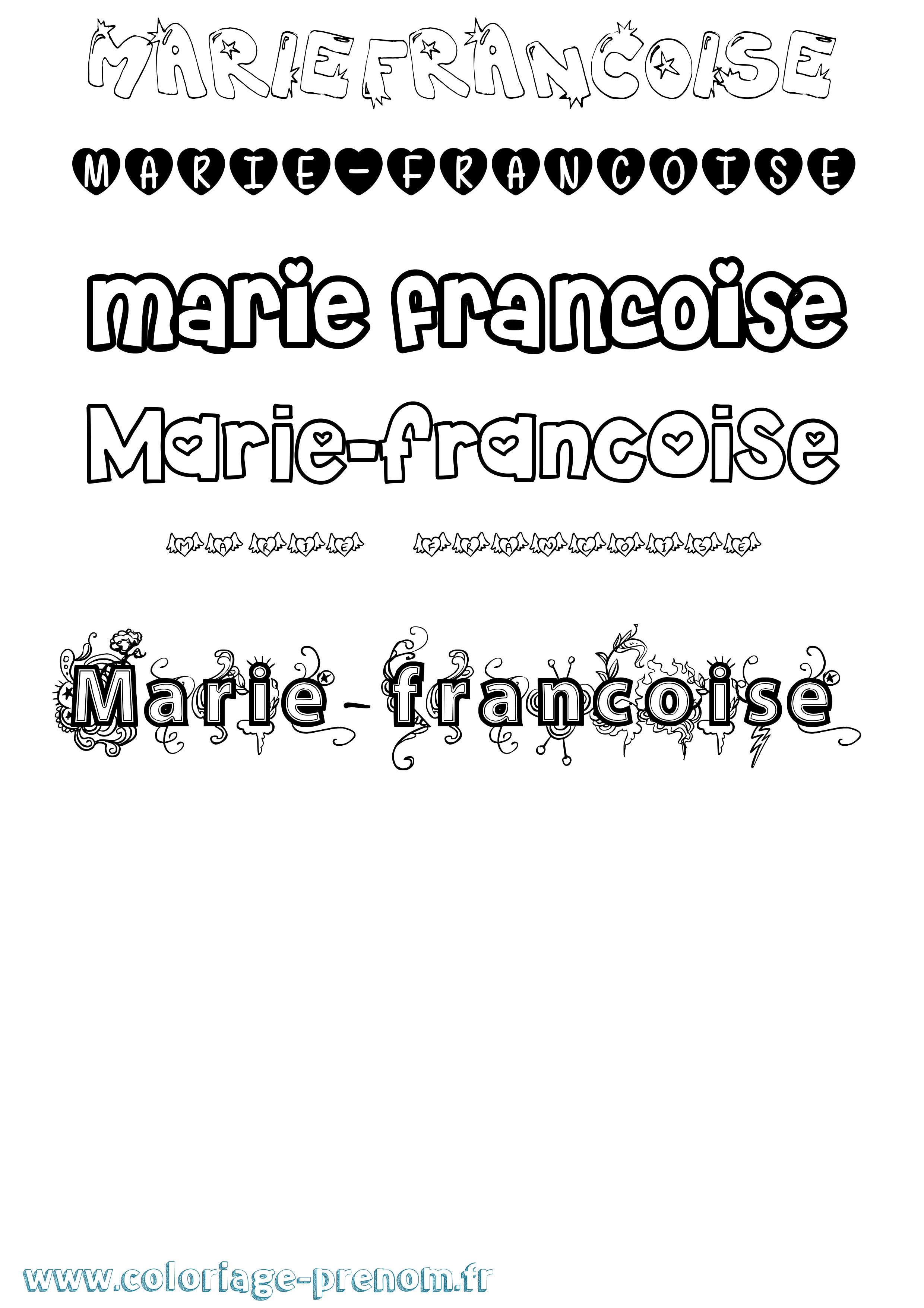 Coloriage Marie-Francoise Girly Coloriage prénom Marie-Francoise Girly