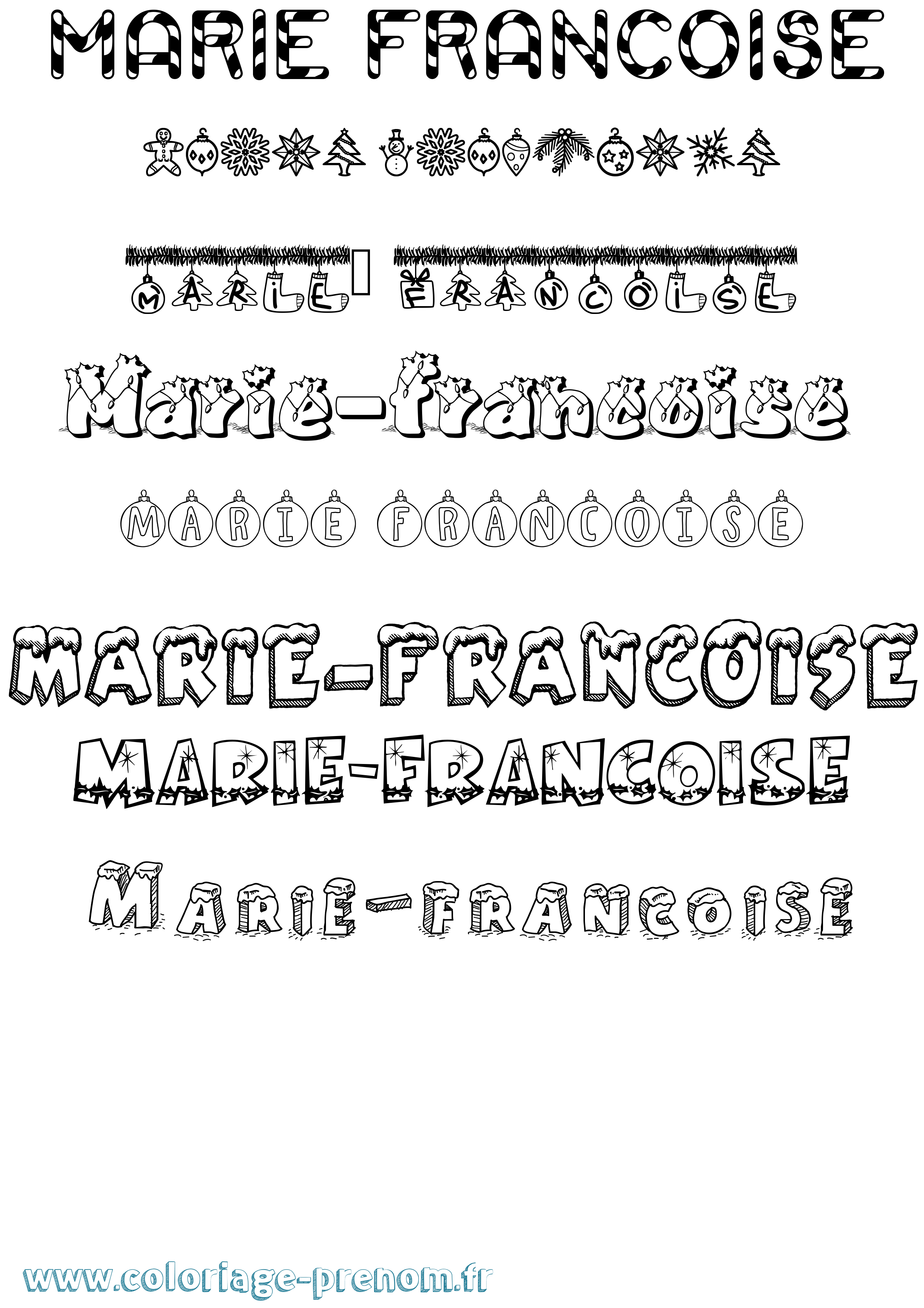 Coloriage Marie-Francoise Noël Coloriage prénom Marie-Francoise Noël