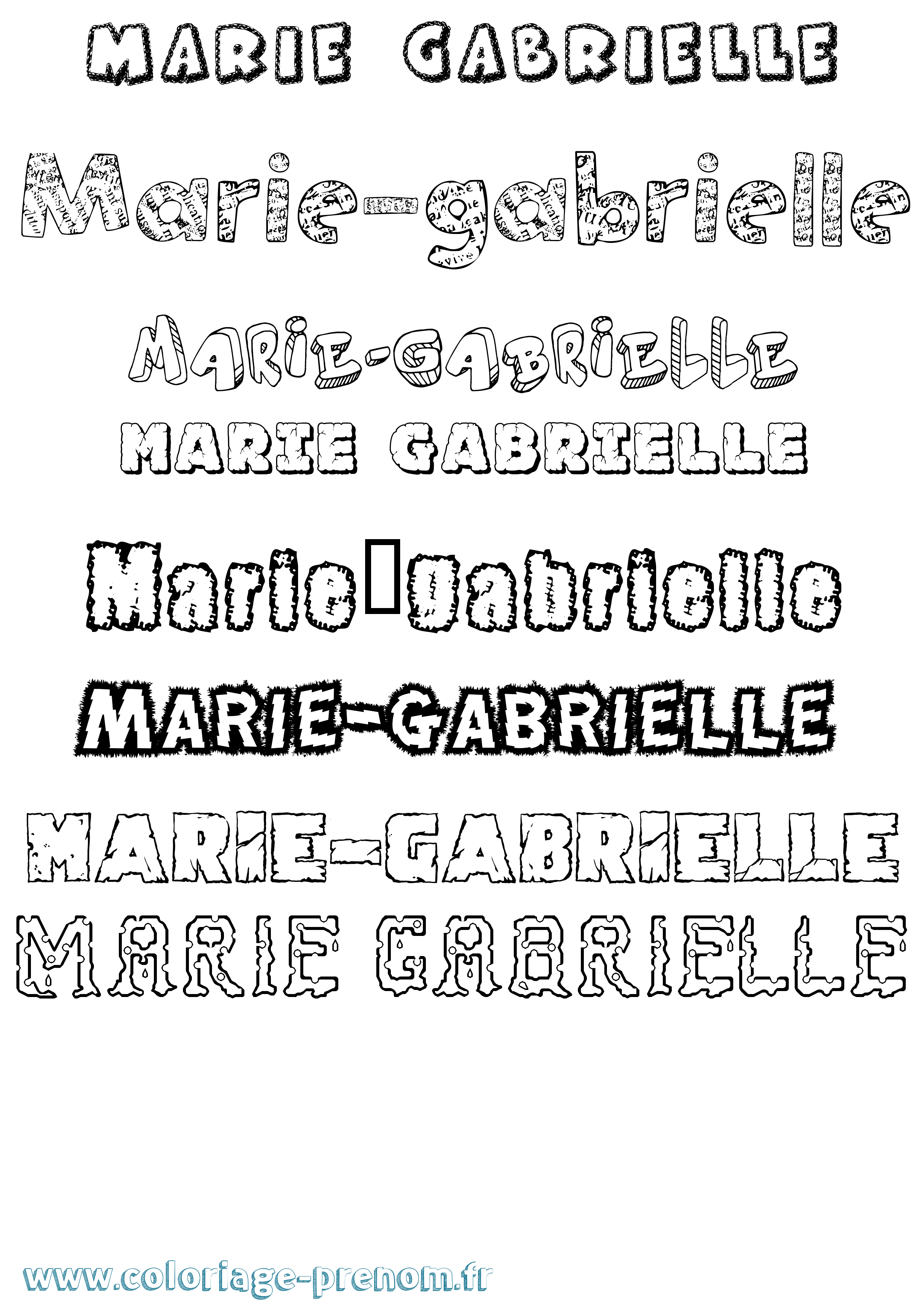 Coloriage Marie-Gabrielle Destructuré Coloriage prénom Marie-Gabrielle Destructuré