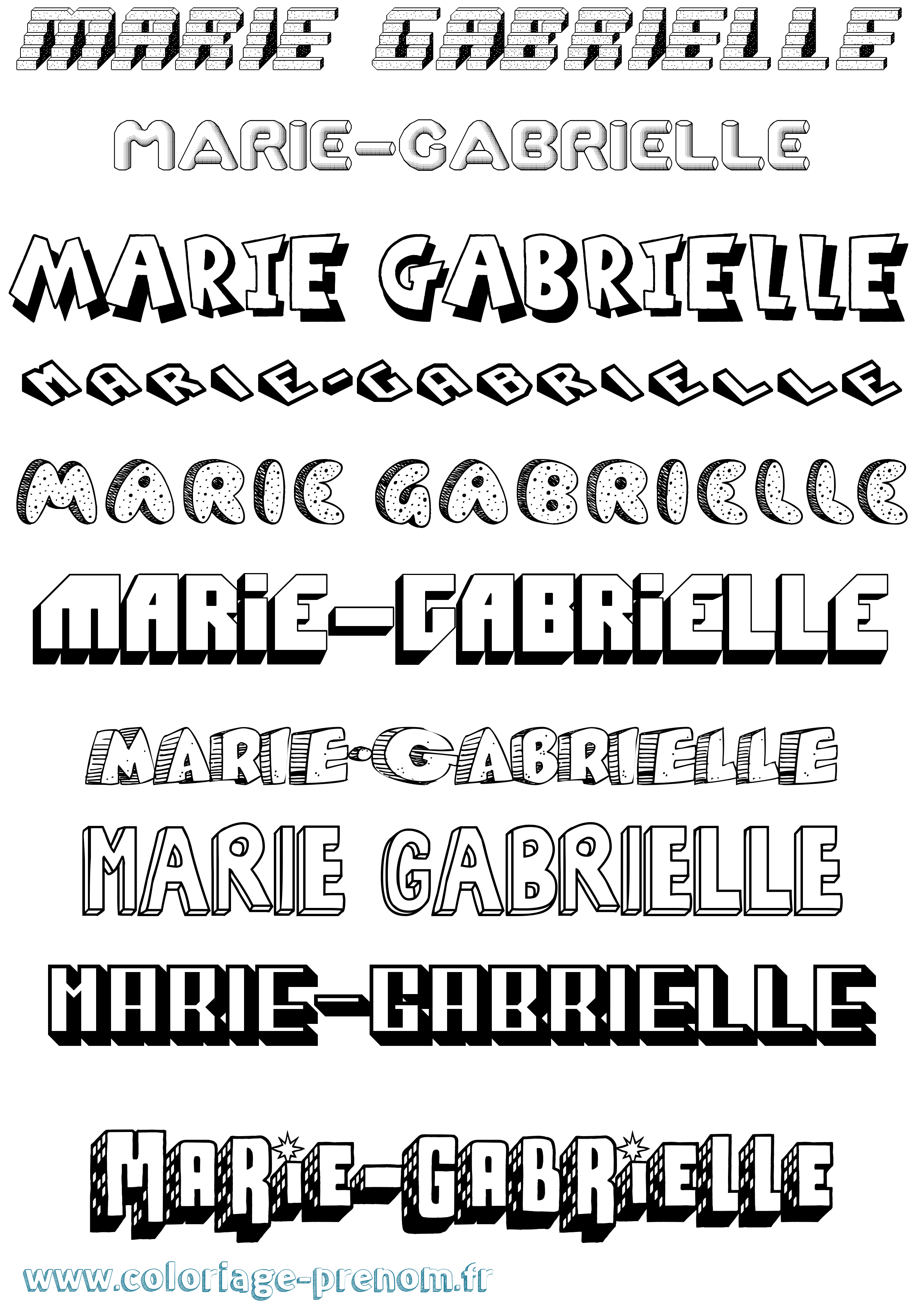Coloriage Marie-Gabrielle Effet 3D Coloriage prénom Marie-Gabrielle Effet 3D