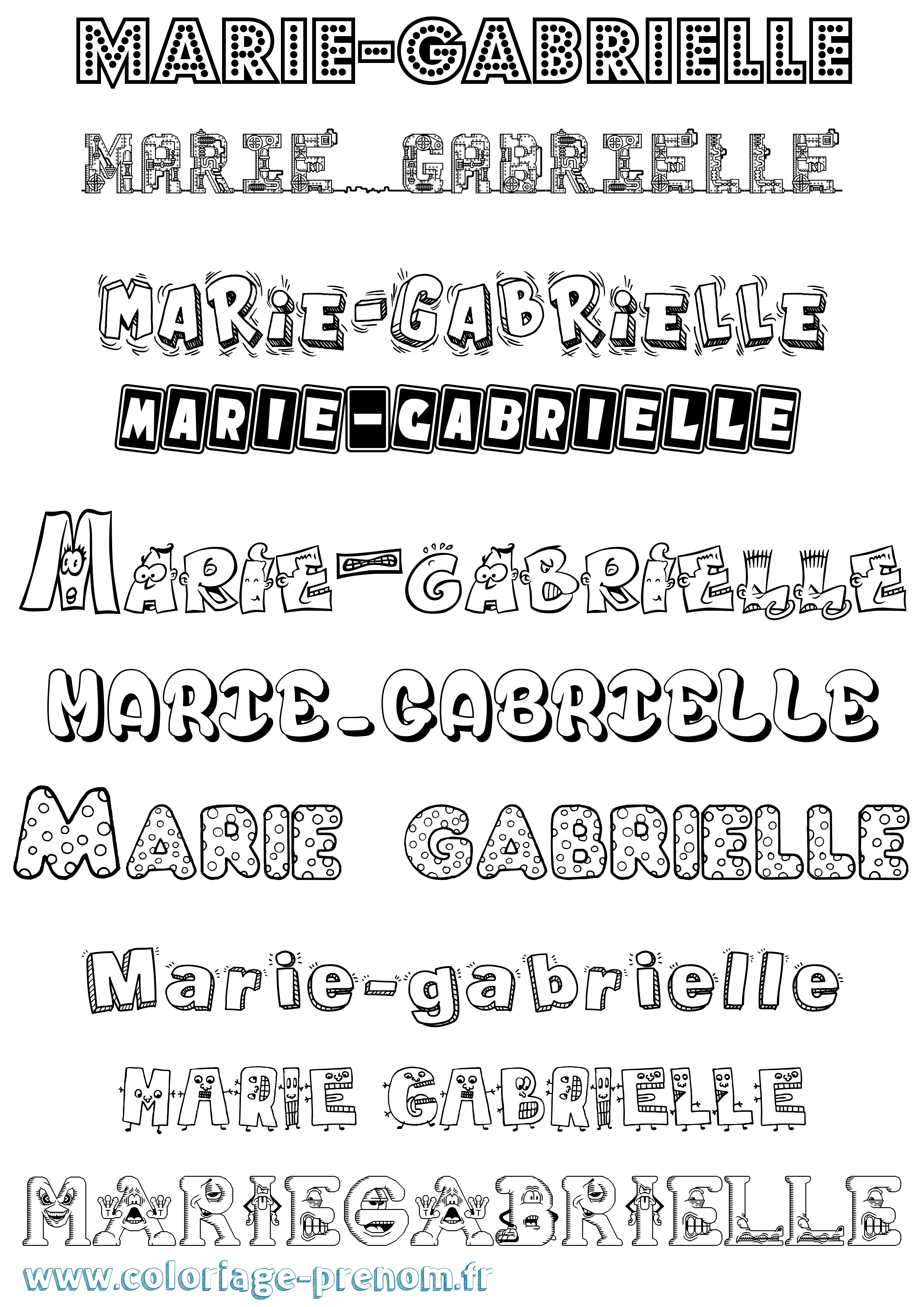 Coloriage Marie-Gabrielle Fun Coloriage prénom Marie-Gabrielle Fun